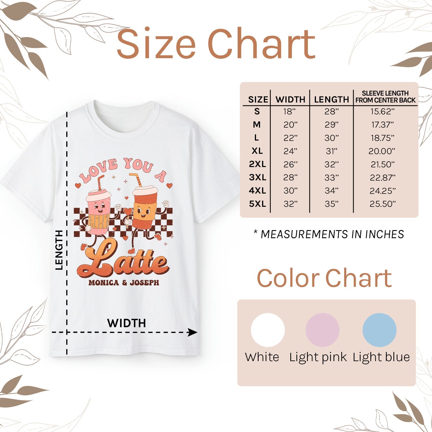 Love You A Latte - Personalized Anniversary or Valentine's Day gift For Boyfriend or Girlfriend - Custom Tshirt - Elizabeth Fashions