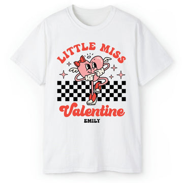 Little Miss Valentine - Personalized Valentine's Day gift For Daughter or Granddaughter - Custom Tshirt - Elizabeth Fashions
