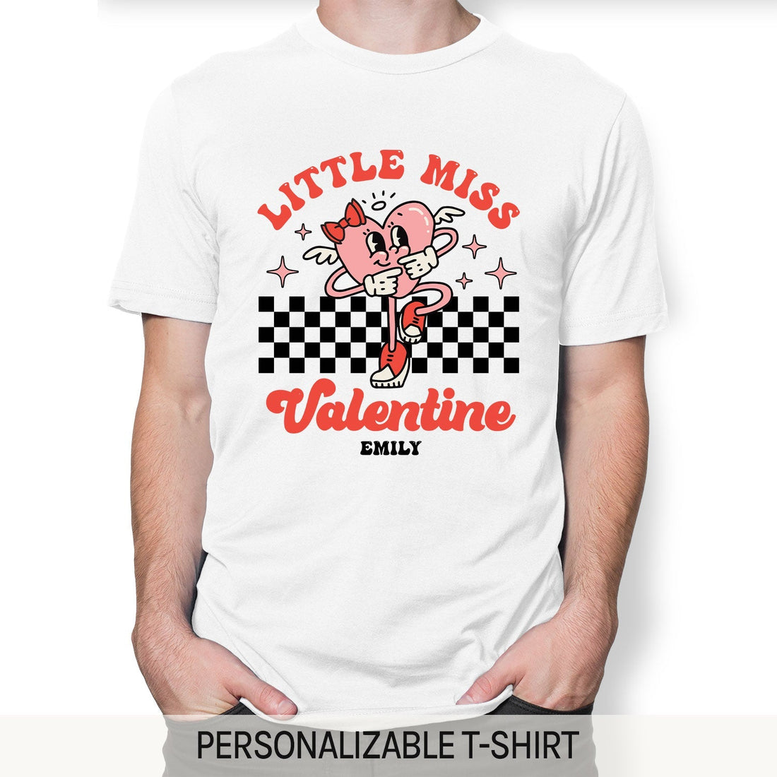 Little Miss Valentine - Personalized Valentine's Day gift For Daughter or Granddaughter - Custom Tshirt - Elizabeth Fashions