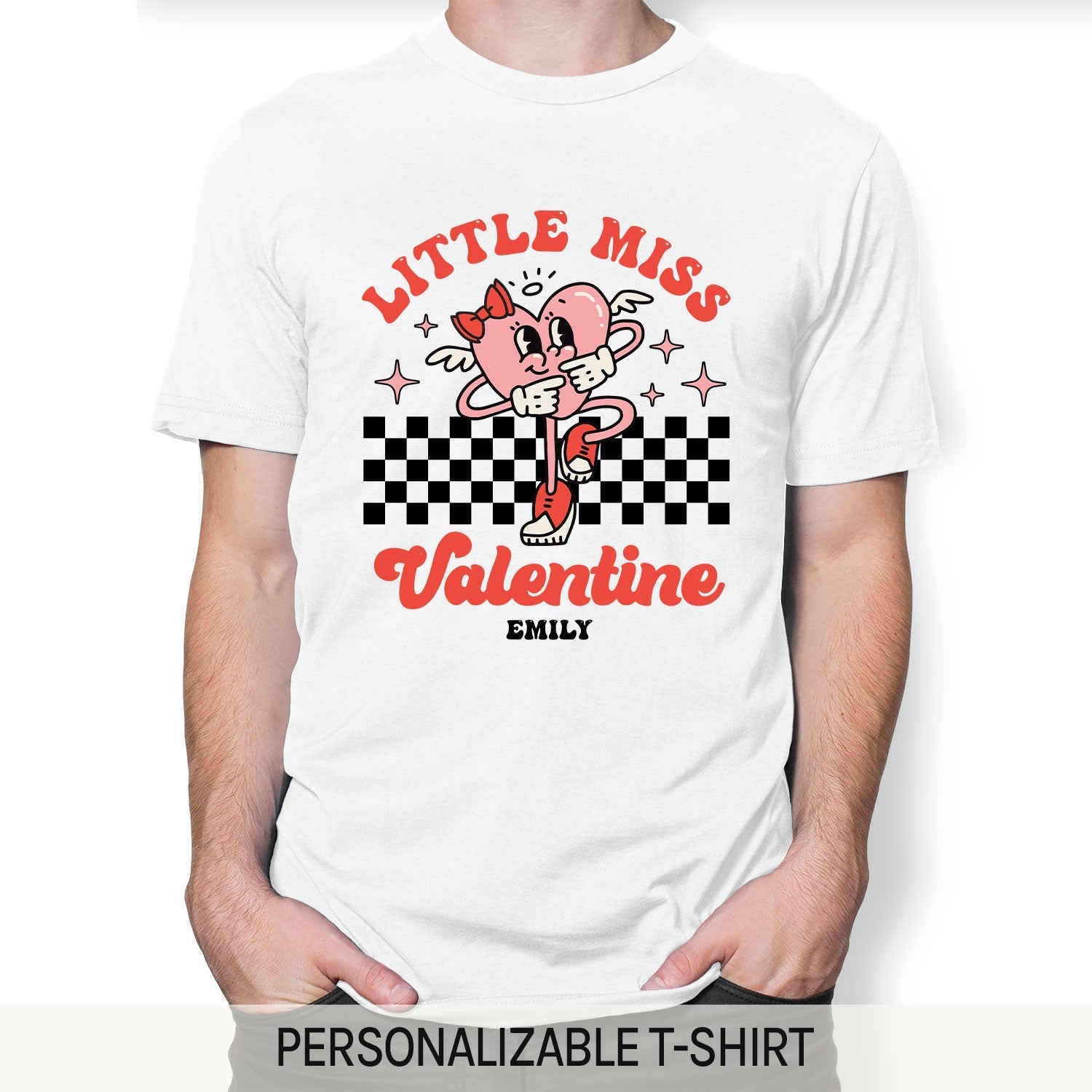 Little Miss Valentine - Personalized Valentine's Day gift For Daughter or Granddaughter - Custom Tshirt - Elizabeth Fashions