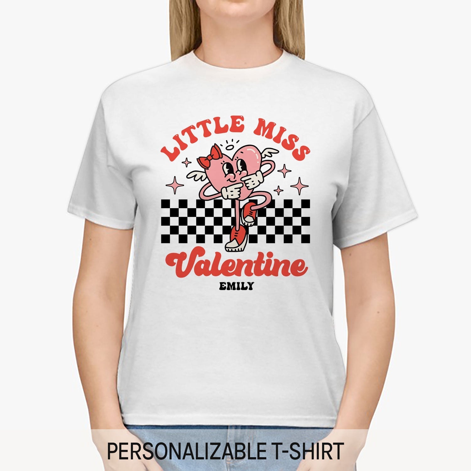 Little Miss Valentine - Personalized Valentine's Day gift For Daughter or Granddaughter - Custom Tshirt - Elizabeth Fashions