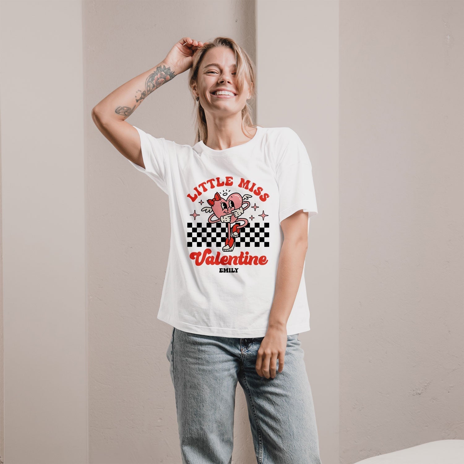 Little Miss Valentine - Personalized Valentine's Day gift For Daughter or Granddaughter - Custom Tshirt - Elizabeth Fashions