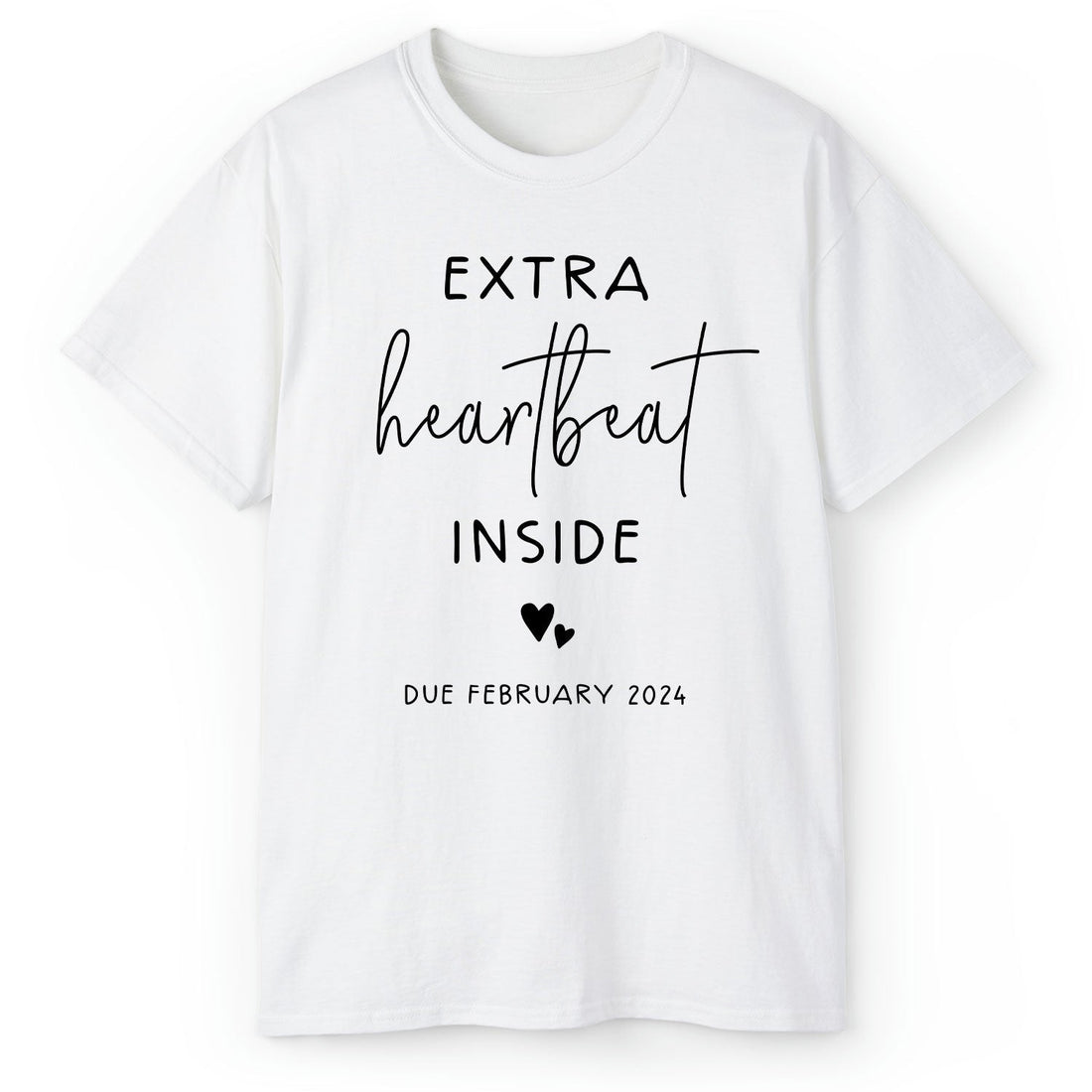 Extra Heartbeat Inside - Personalized Valentine's Day Pregnancy Announcement gift For Mom To Be - Custom Tshirt - Elizabeth Fashions