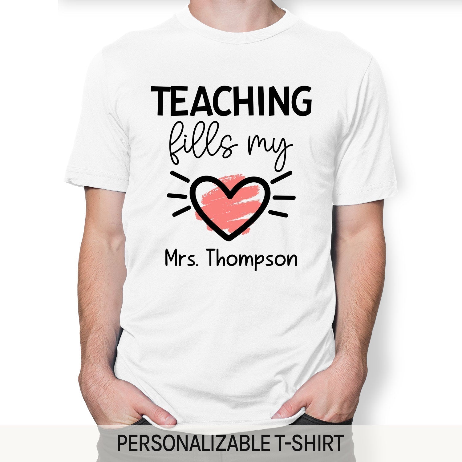Valentine Present For Teacher - Personalized Valentine's Day gift For Teacher - Custom Tshirt - Elizabeth Fashions