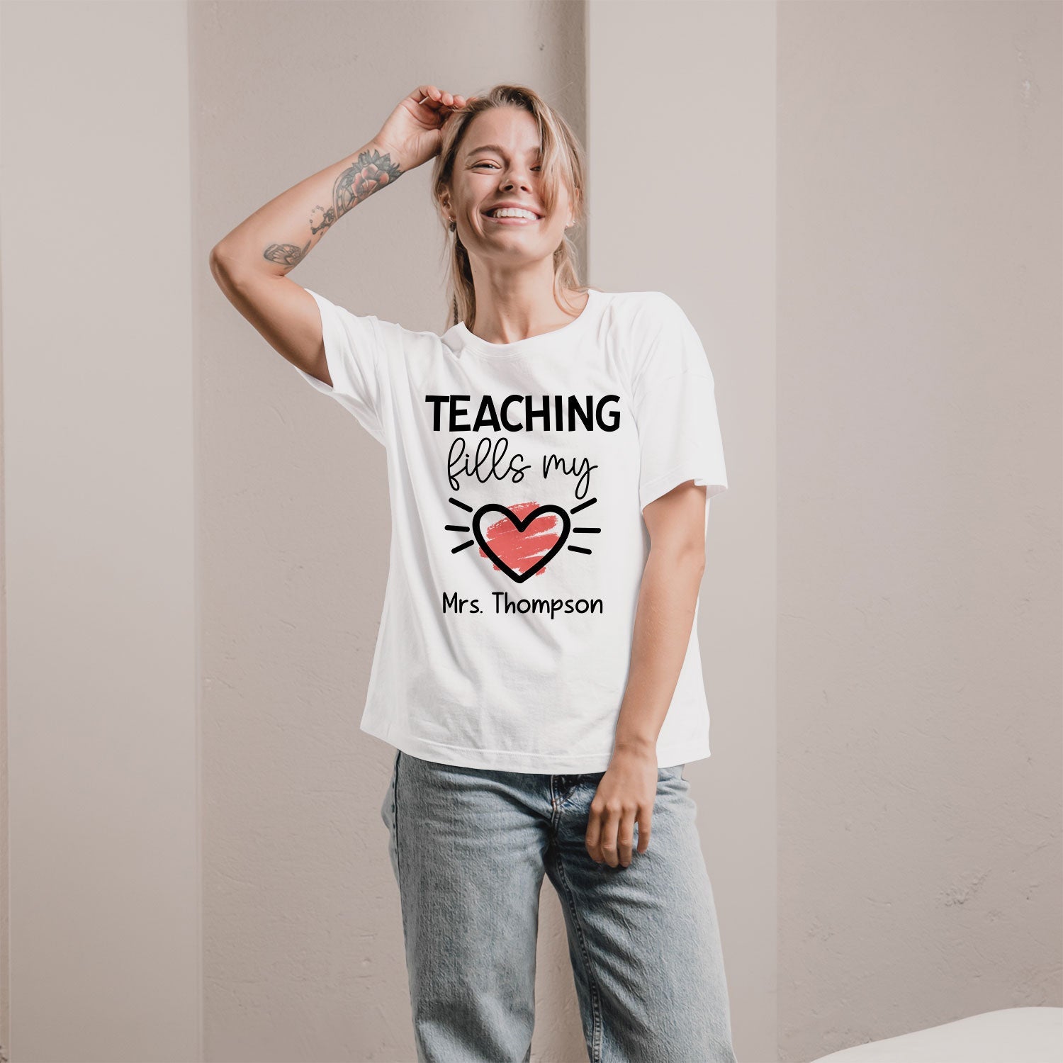 Valentine Present For Teacher - Personalized Valentine's Day gift For Teacher - Custom Tshirt - Elizabeth Fashions