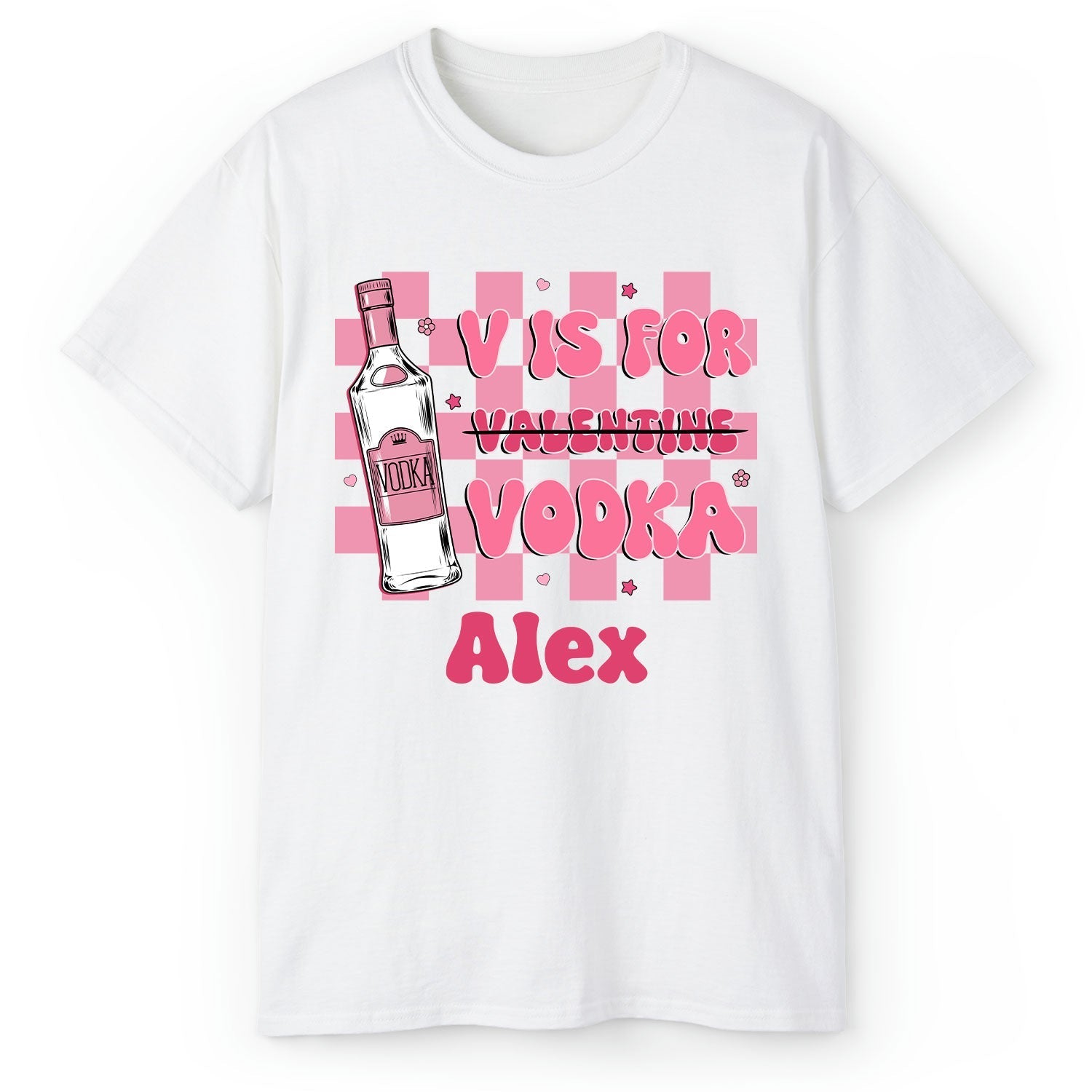 V Is For Vodka - Personalized Anti-Valentine's Day gift For Friends - Custom Tshirt - Elizabeth Fashions