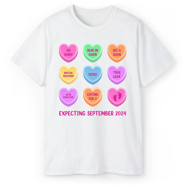 Pregnancy Valentine Shirt - Personalized Valentine's Day Pregnancy Announcement gift For Family - Custom Tshirt - Elizabeth Fashions