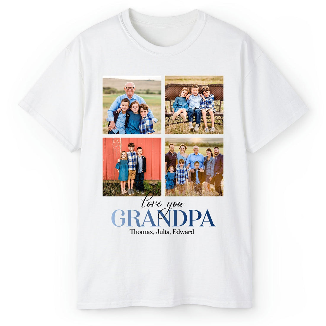 Love You Grandpa - Personalized Father's Day, Birthday, Valentine's Day or Christmas gift For Grandpa - Custom Tshirt - Elizabeth Fashions