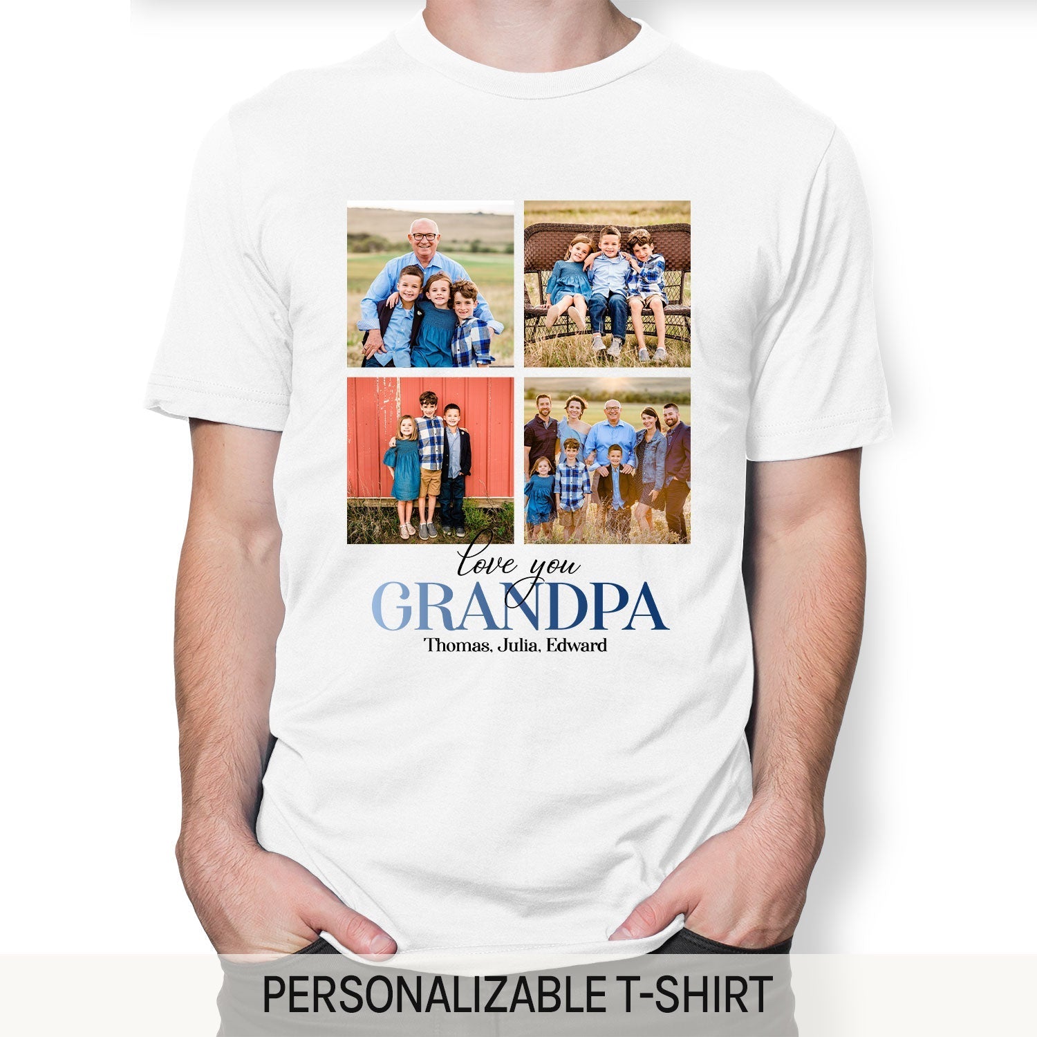 Love You Grandpa - Personalized Father's Day, Birthday, Valentine's Day or Christmas gift For Grandpa - Custom Tshirt - Elizabeth Fashions