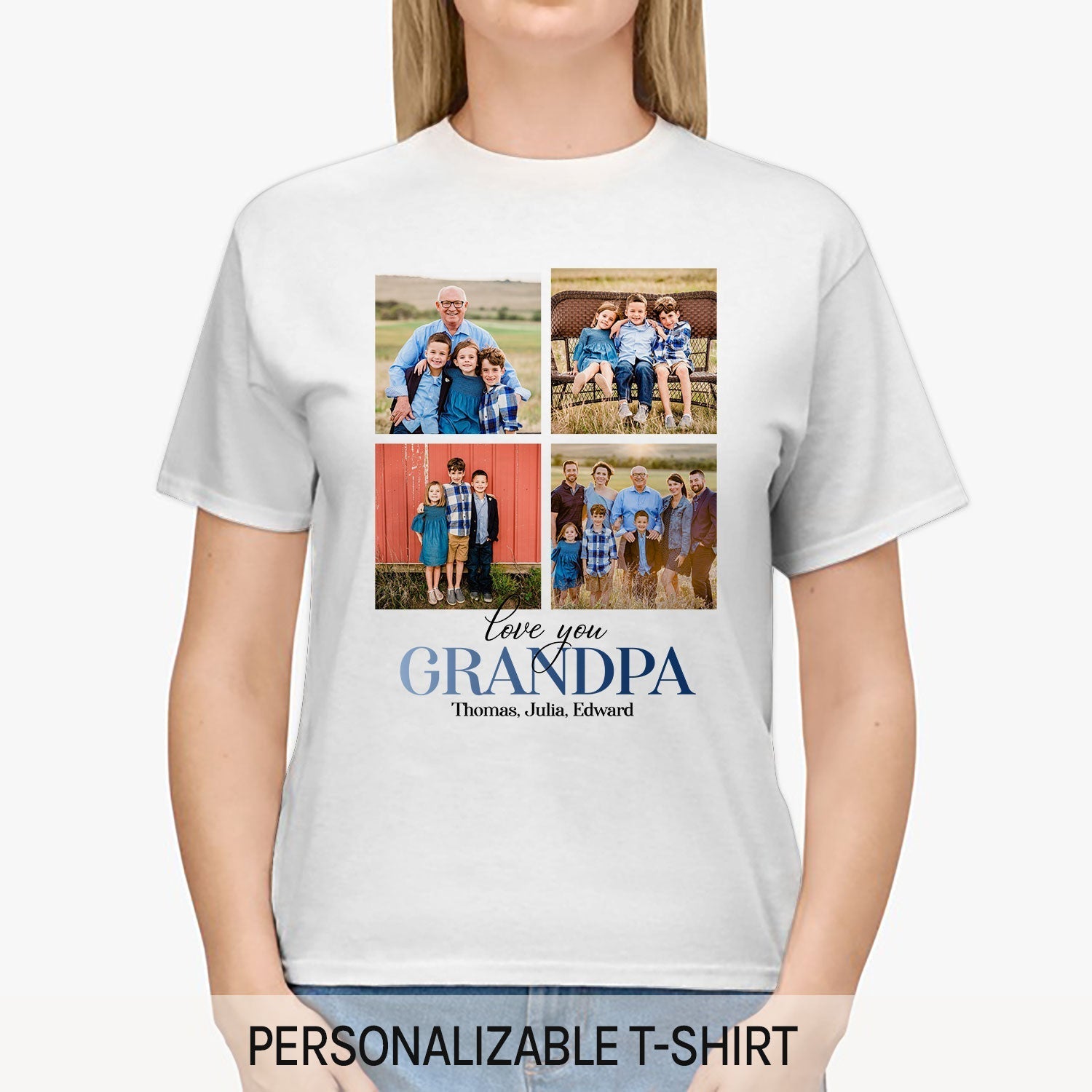 Love You Grandpa - Personalized Father's Day, Birthday, Valentine's Day or Christmas gift For Grandpa - Custom Tshirt - Elizabeth Fashions