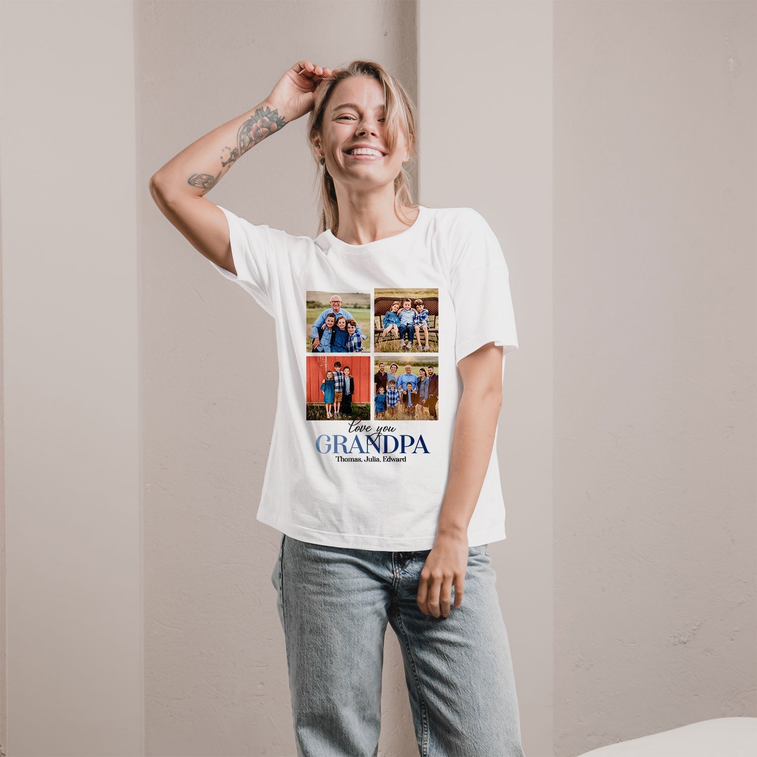 Love You Grandpa - Personalized Father's Day, Birthday, Valentine's Day or Christmas gift For Grandpa - Custom Tshirt - Elizabeth Fashions