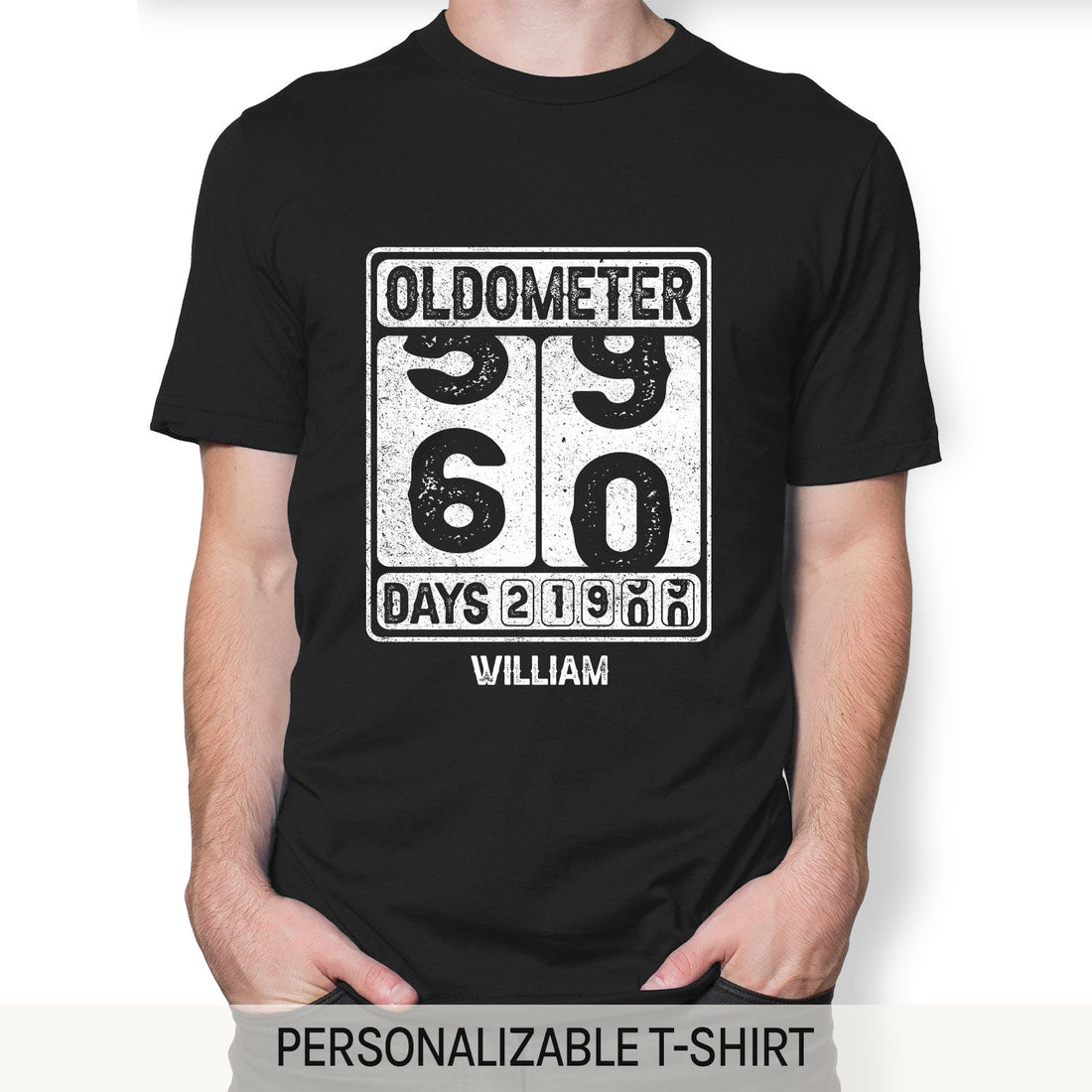 Oldometer - Personalized 60th Birthday gift For 60 Year Old - Custom Tshirt - Elizabeth Fashions