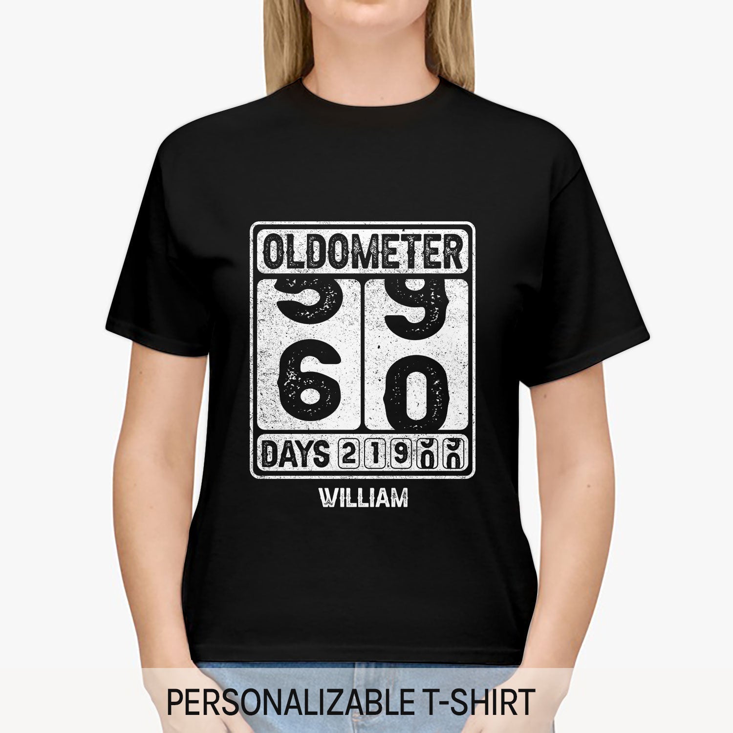 Oldometer - Personalized 60th Birthday gift For 60 Year Old - Custom Tshirt - Elizabeth Fashions