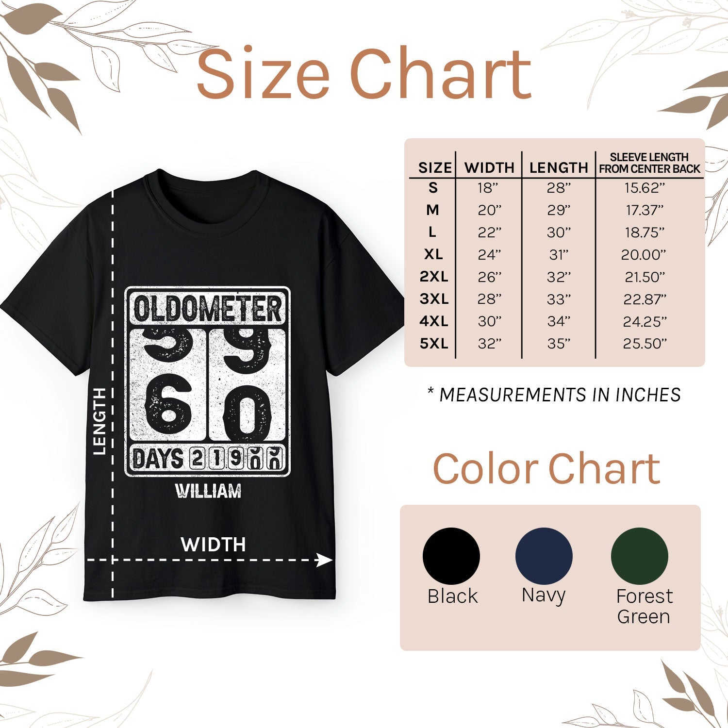 Oldometer - Personalized 60th Birthday gift For 60 Year Old - Custom Tshirt - Elizabeth Fashions