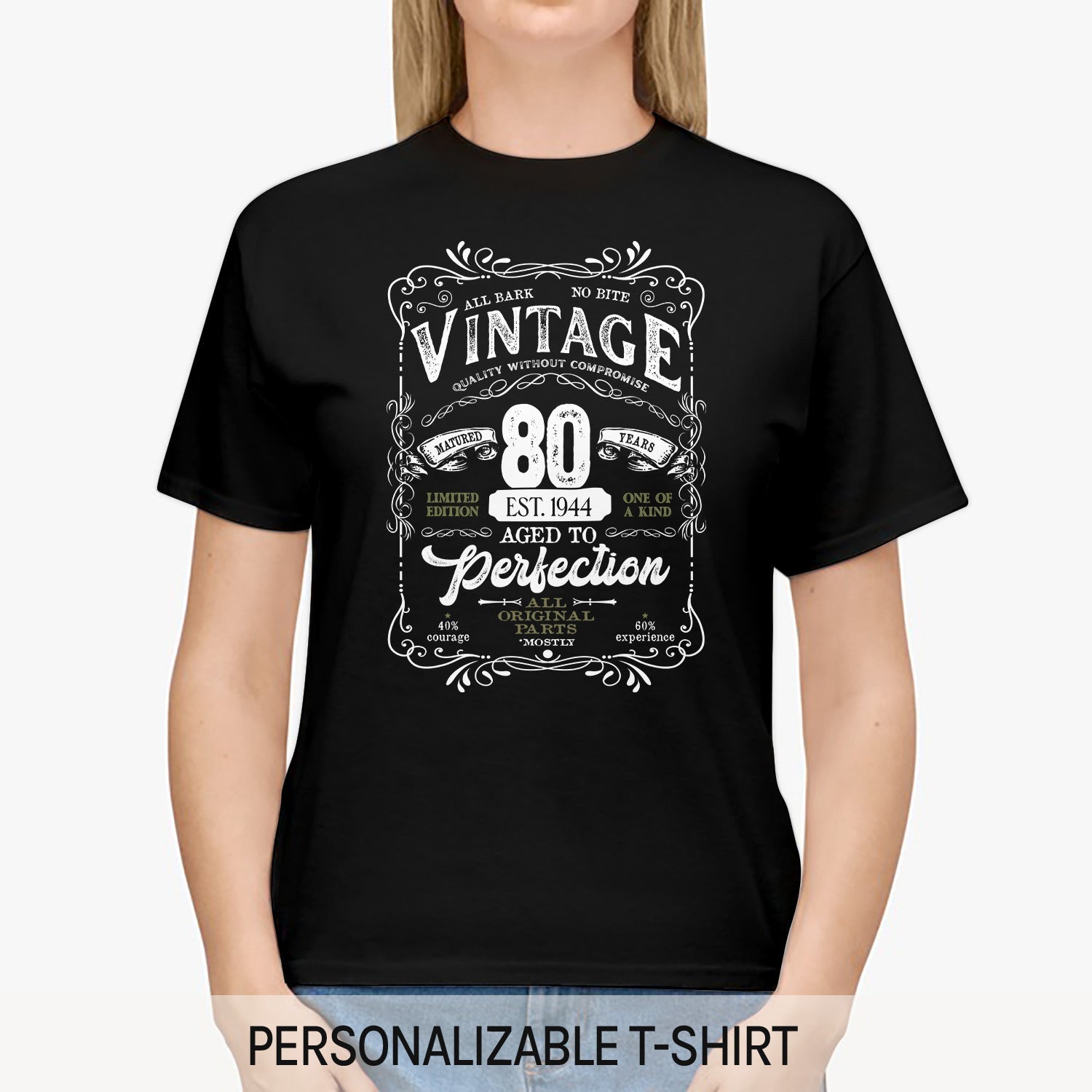 Matured 80 Years - Personalized 80th Birthday gift For 80 Year Old Men - Custom Tshirt - Elizabeth Fashions