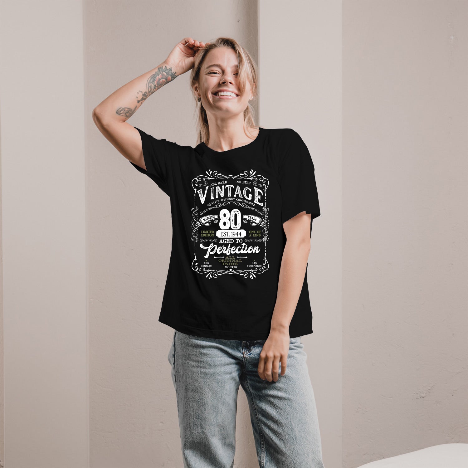 Matured 80 Years - Personalized 80th Birthday gift For 80 Year Old Men - Custom Tshirt - Elizabeth Fashions