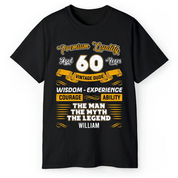 Premium Quality 60 Years - Personalized 60th Birthday gift For 60 Year Old - Custom Tshirt - Elizabeth Fashions