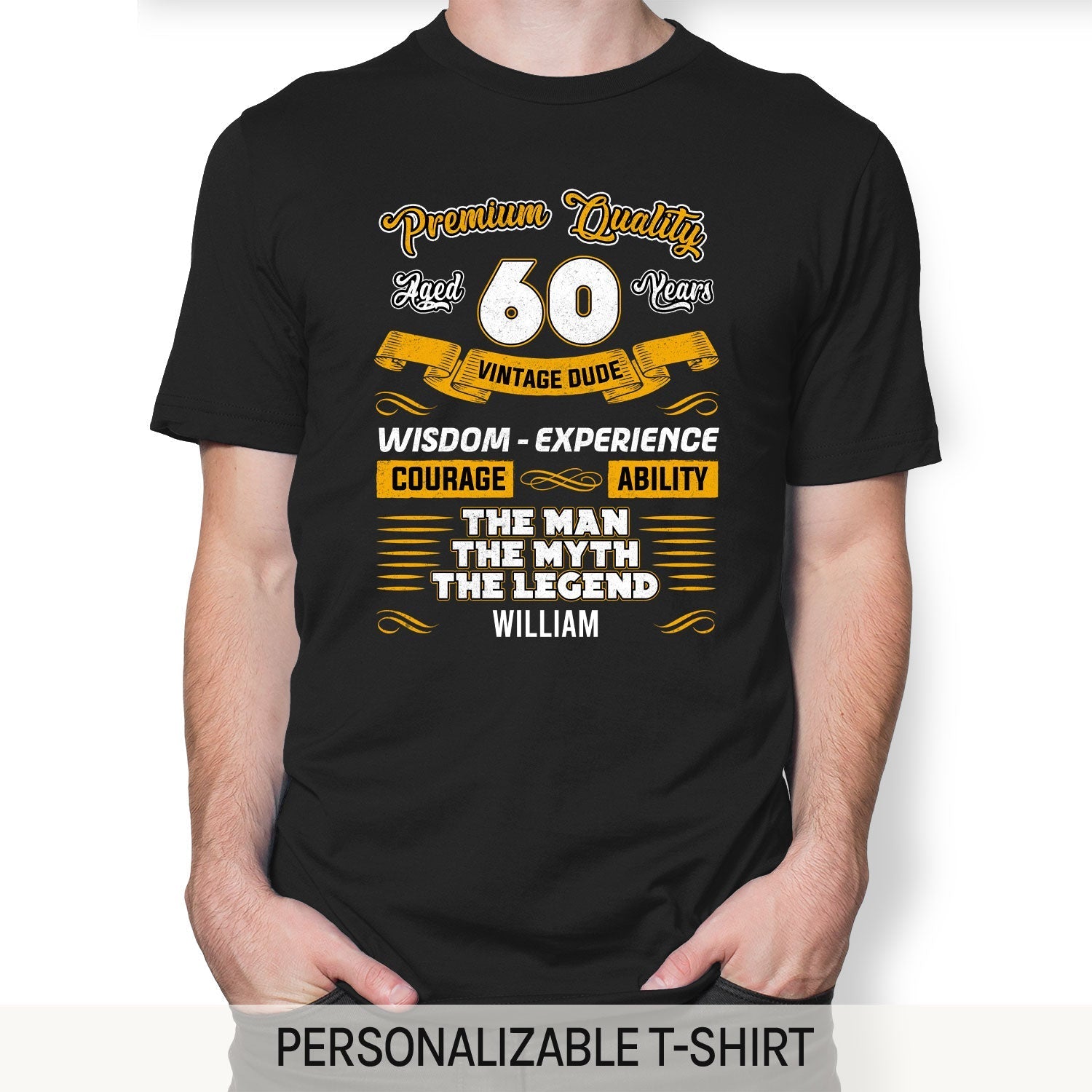 Premium Quality 60 Years - Personalized 60th Birthday gift For 60 Year Old - Custom Tshirt - Elizabeth Fashions