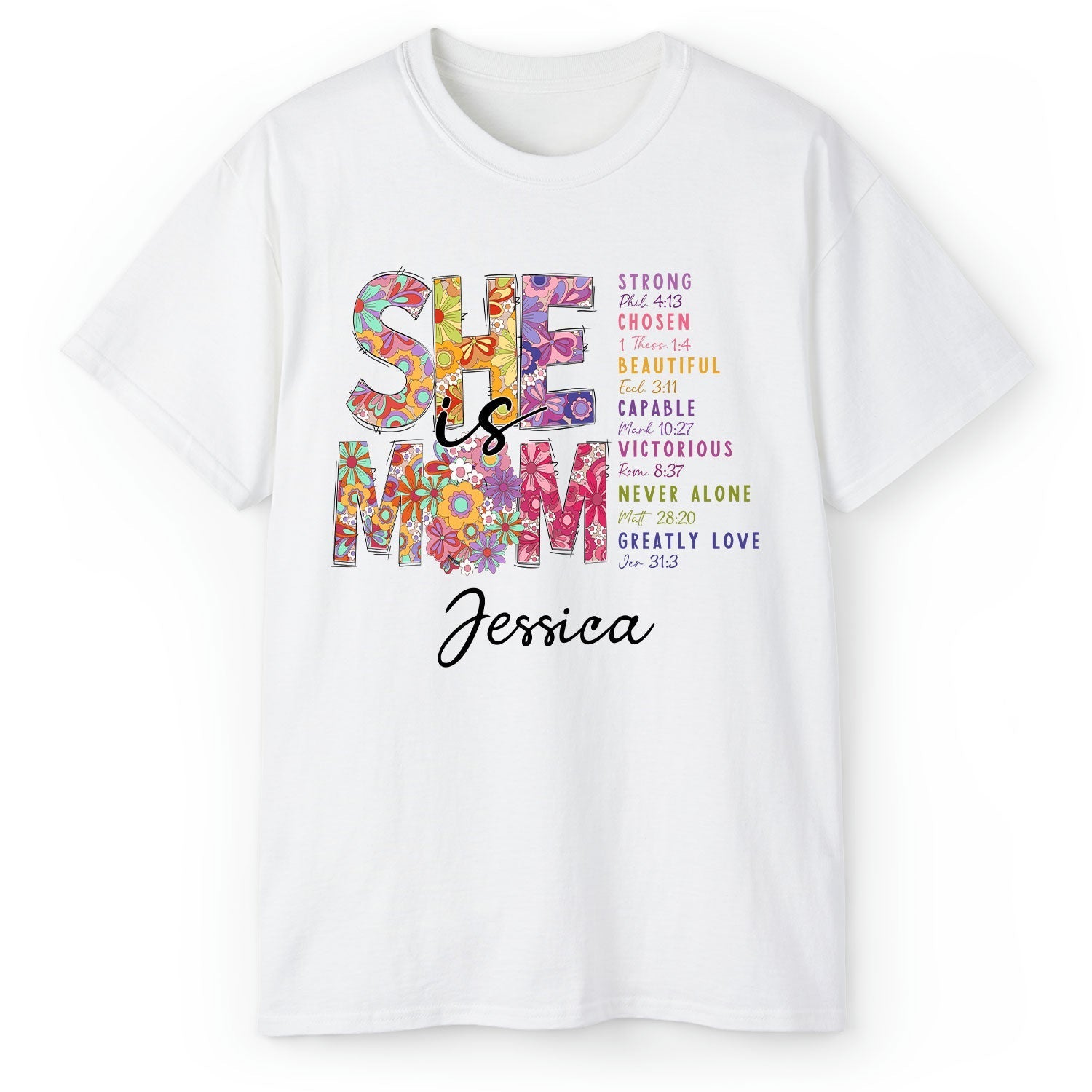 She Is Mom - Personalized gift For Christian Mom - Custom Tshirt - Elizabeth Fashions