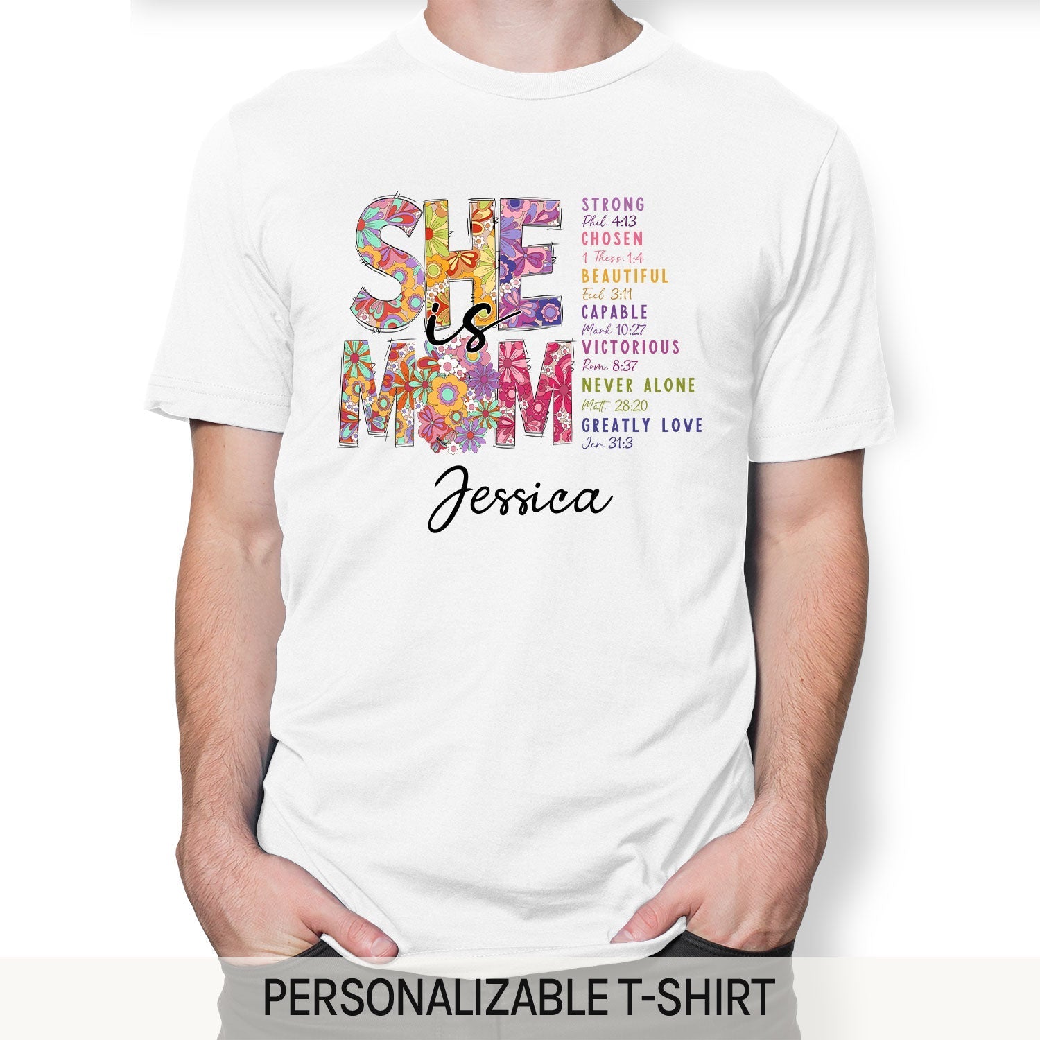 She Is Mom - Personalized gift For Christian Mom - Custom Tshirt - Elizabeth Fashions