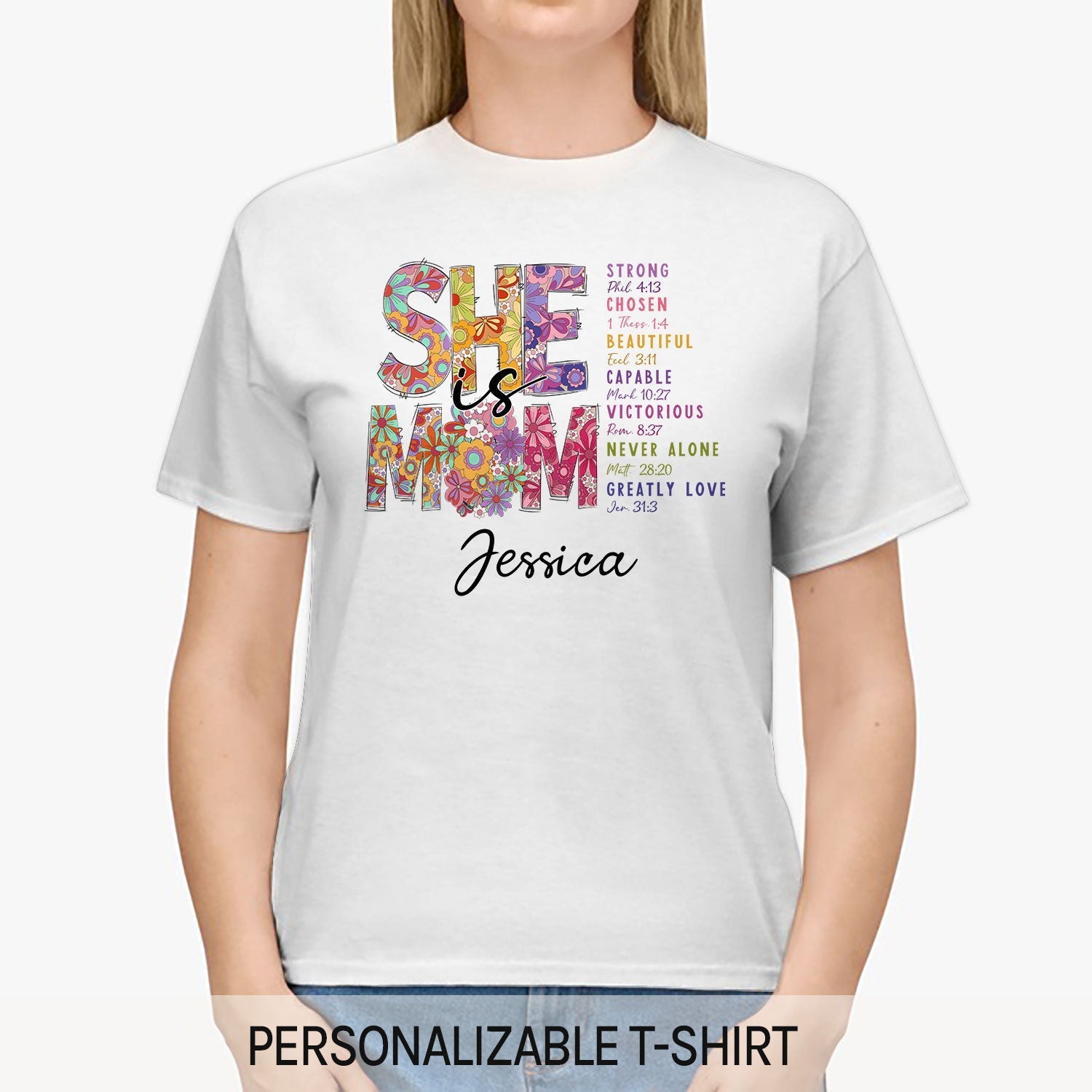 She Is Mom - Personalized gift For Christian Mom - Custom Tshirt - Elizabeth Fashions