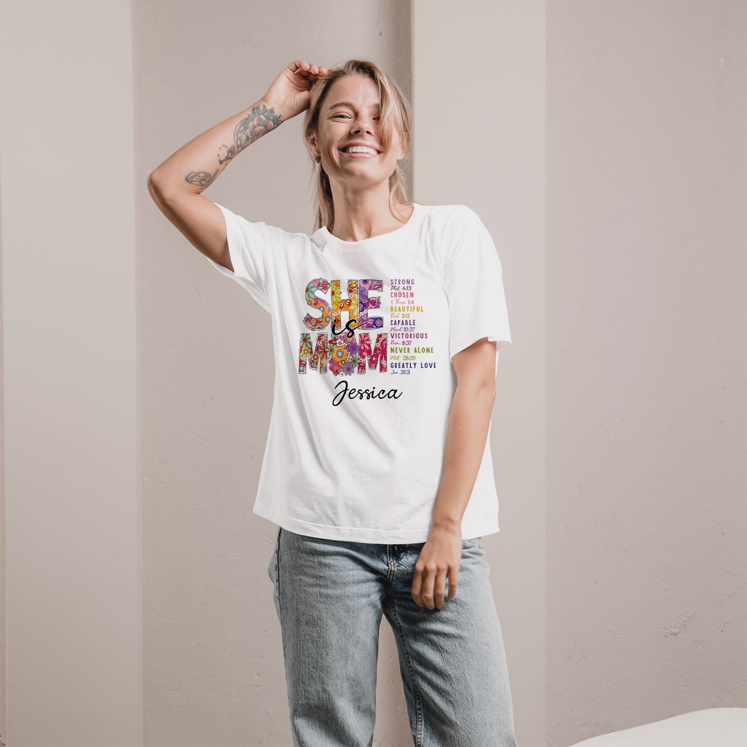 She Is Mom - Personalized gift For Christian Mom - Custom Tshirt - Elizabeth Fashions