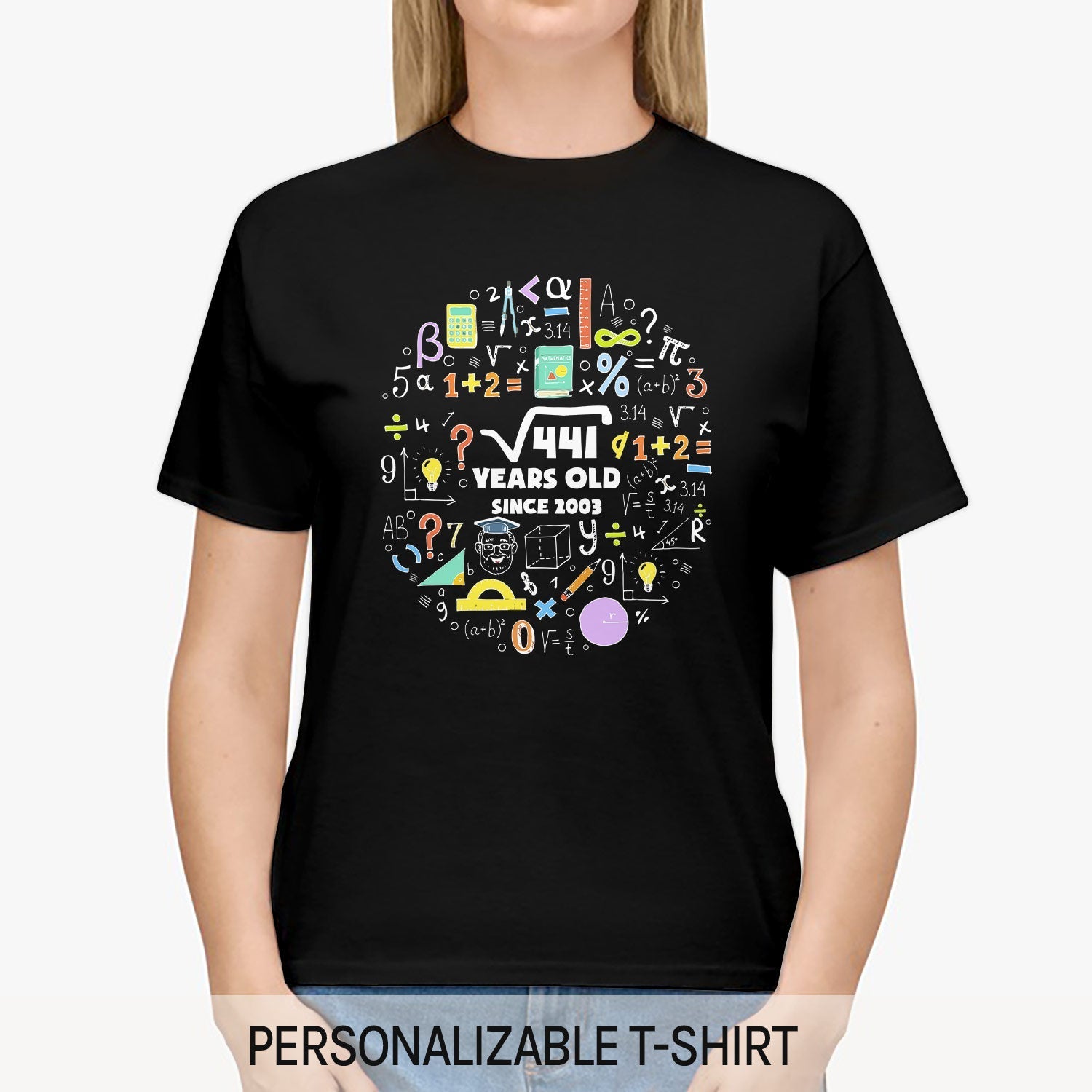Square Root Of 441 Years Old - Personalized 21st Birthday gift For Math Lovers - Custom Tshirt - Elizabeth Fashions