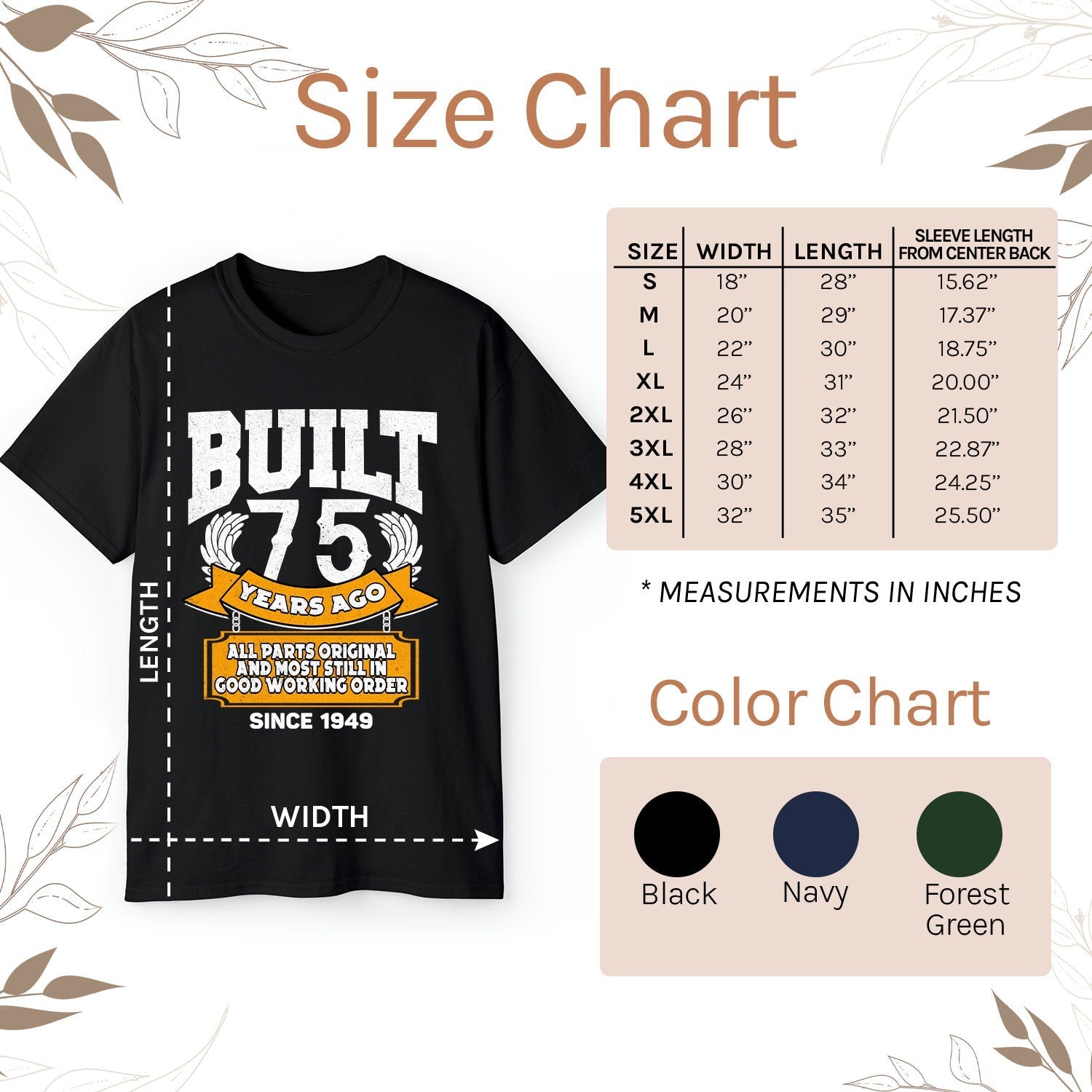 Built 75 Years Ago - Personalized 75th Birthday gift For 75 Year Old - Custom Tshirt - Elizabeth Fashions