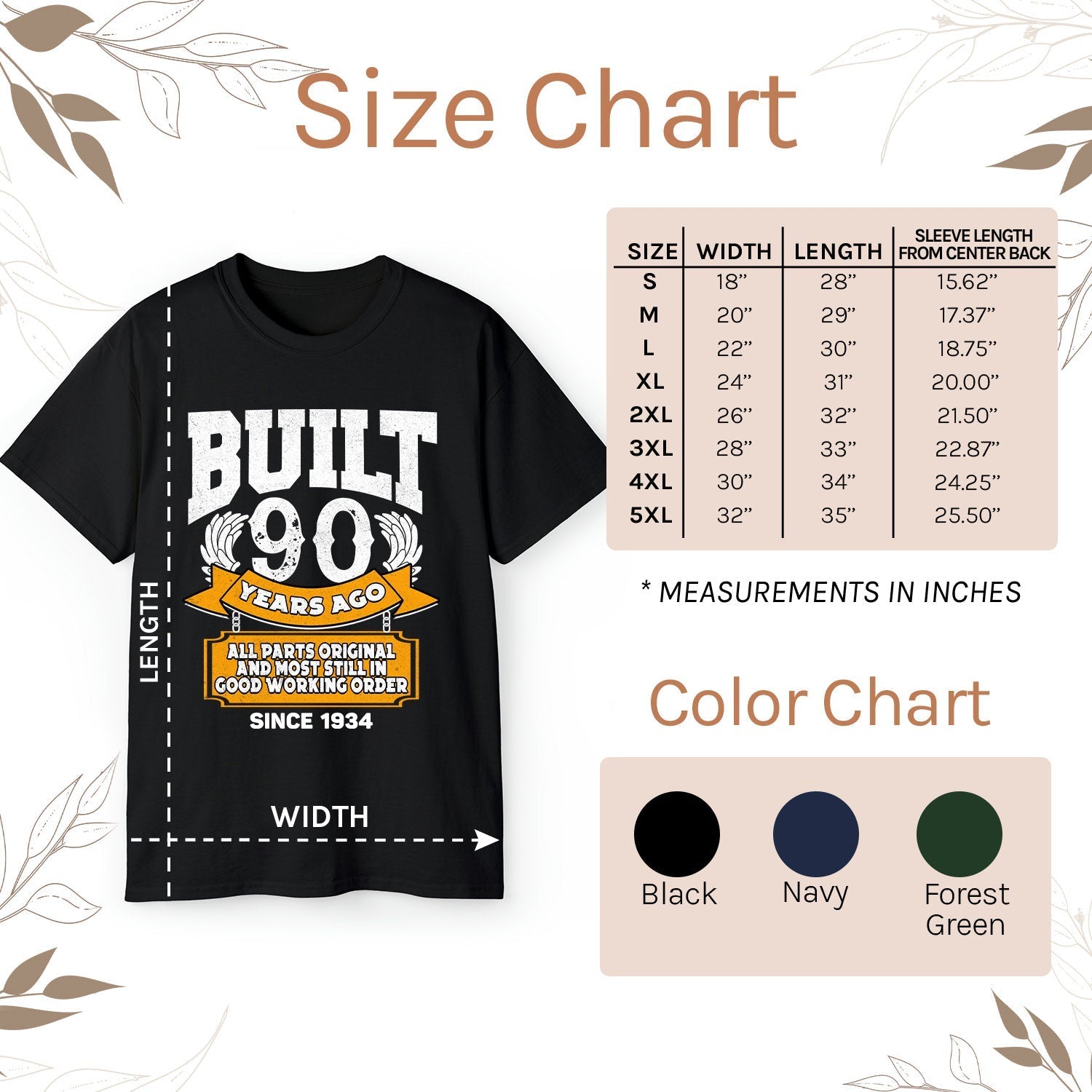 Built 90 Years Ago - Personalized 90th Birthday gift For 90 Year Old - Custom Tshirt - Elizabeth Fashions