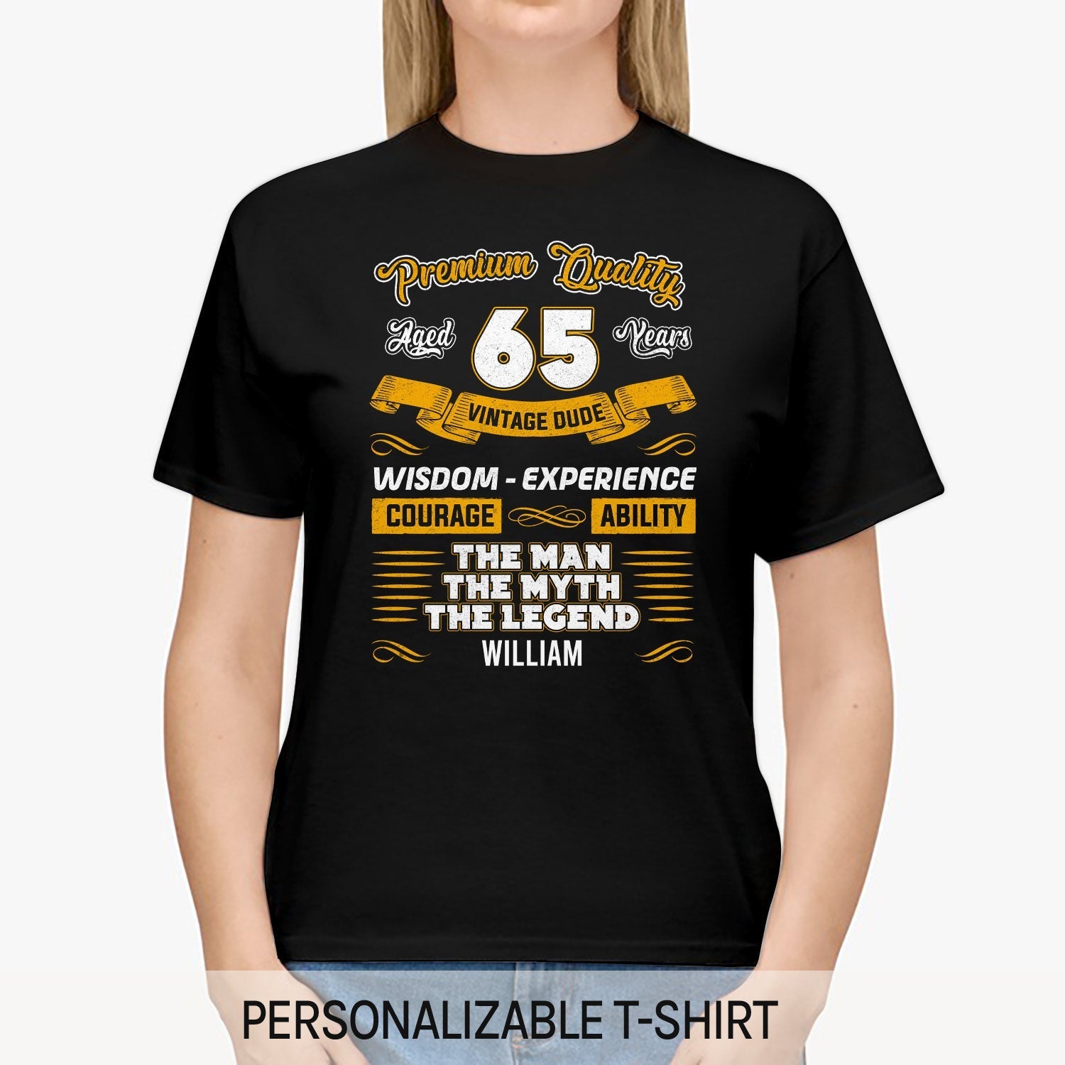 Premium Quality 65 Years - Personalized 65th Birthday gift For 65 Year Old - Custom Tshirt - Elizabeth Fashions