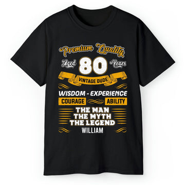 Premium Quality 80 Years - Personalized 80th Birthday gift For 80 Year Old - Custom Tshirt - Elizabeth Fashions