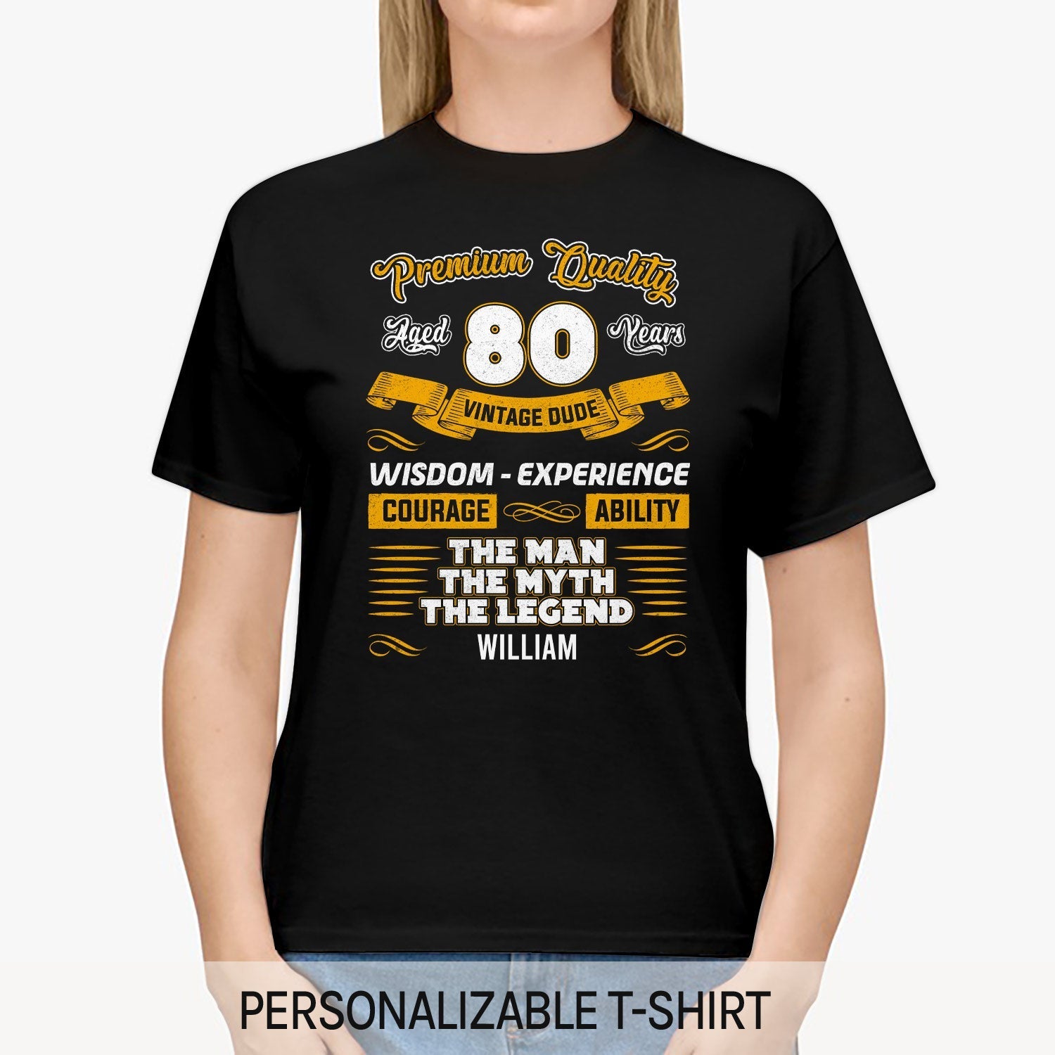 Premium Quality 80 Years - Personalized 80th Birthday gift For 80 Year Old - Custom Tshirt - Elizabeth Fashions