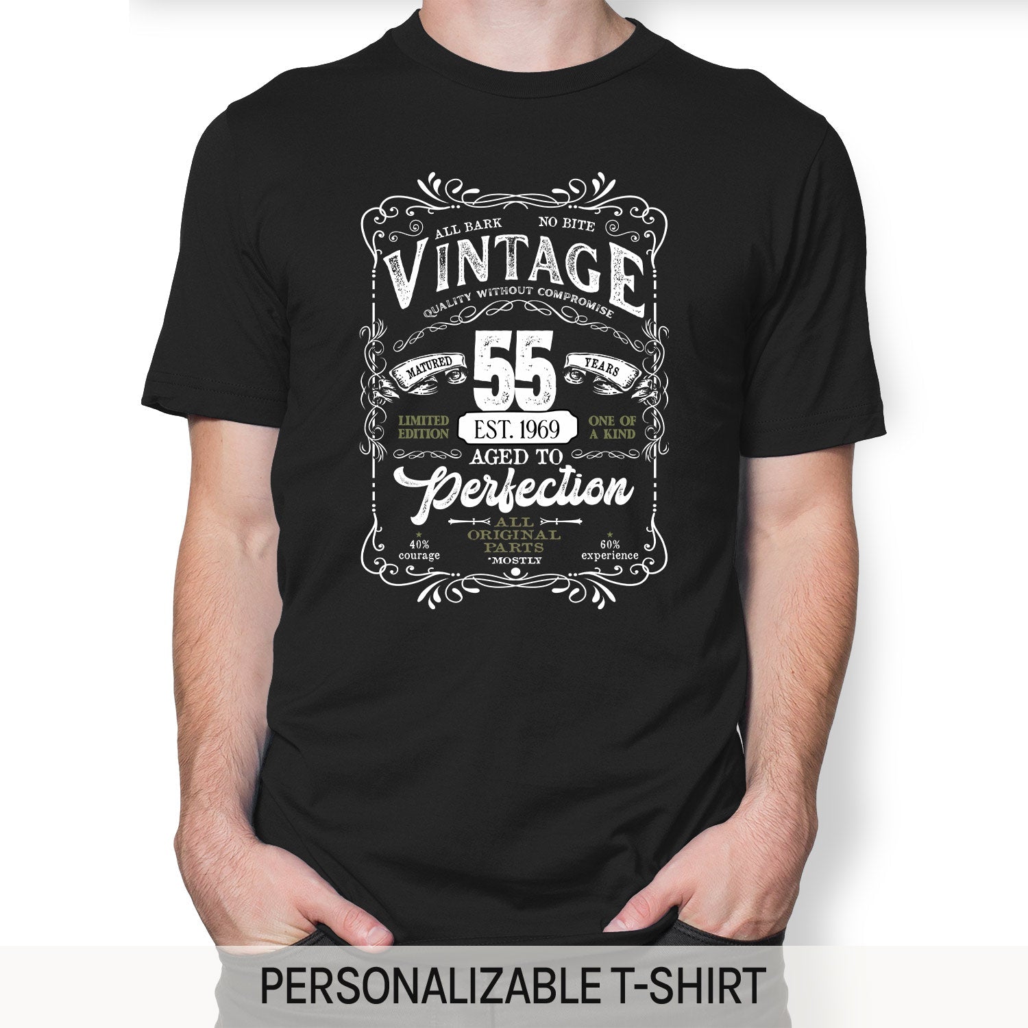 Matured 55 Years - Personalized 55th Birthday gift For 55 Year Old - Custom Tshirt - Elizabeth Fashions