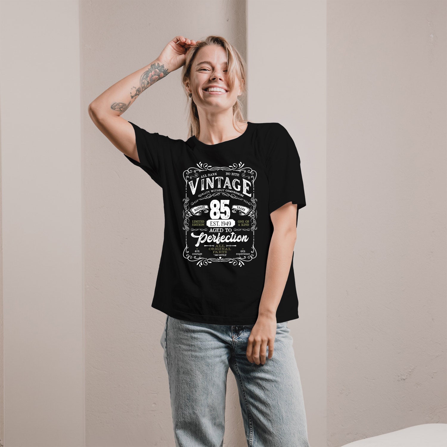 Matured 85 Years - Personalized 85th Birthday gift For 85 Year Old - Custom Tshirt - Elizabeth Fashions