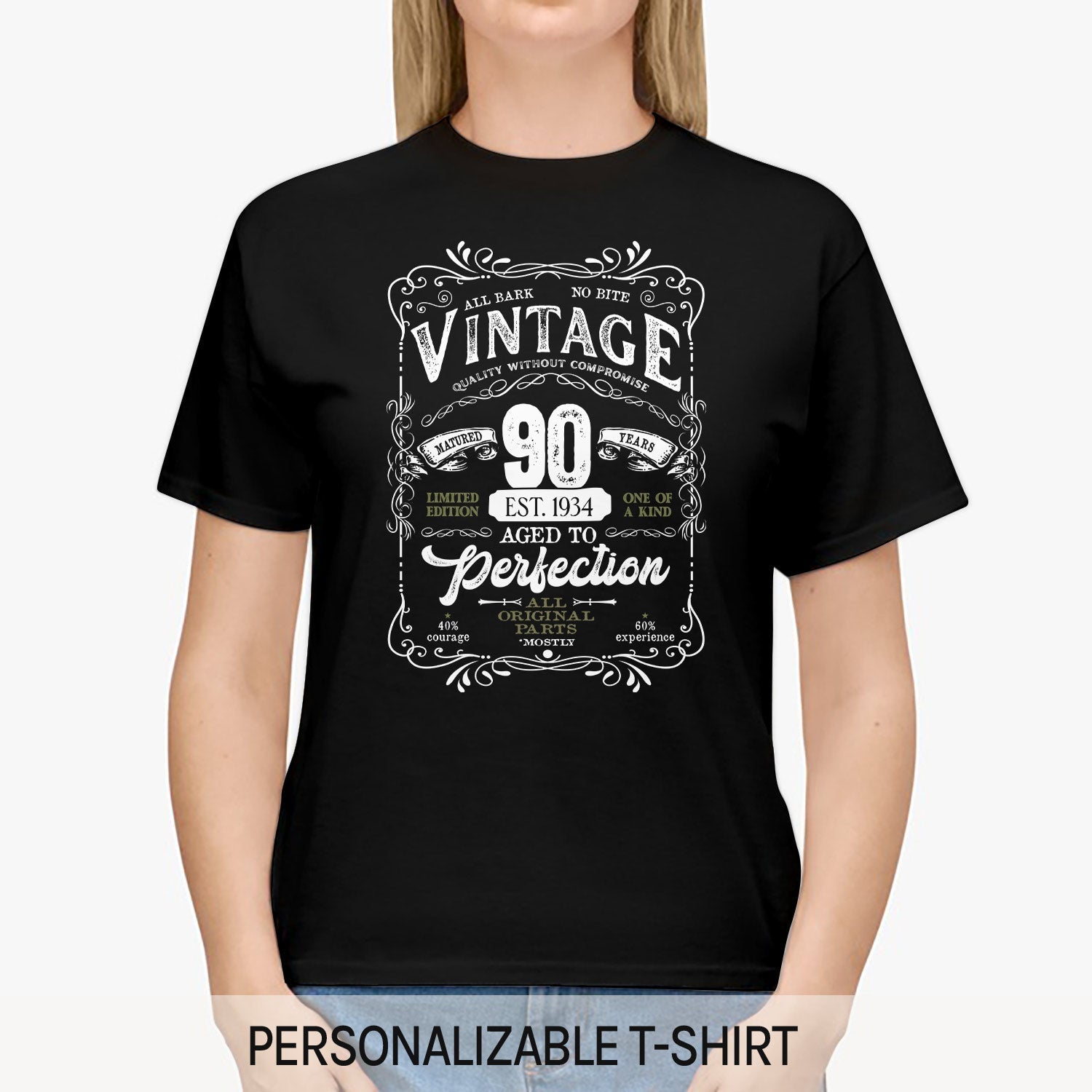 Matured 90 Years - Personalized 90th Birthday gift For 90 Year Old - Custom Tshirt - Elizabeth Fashions