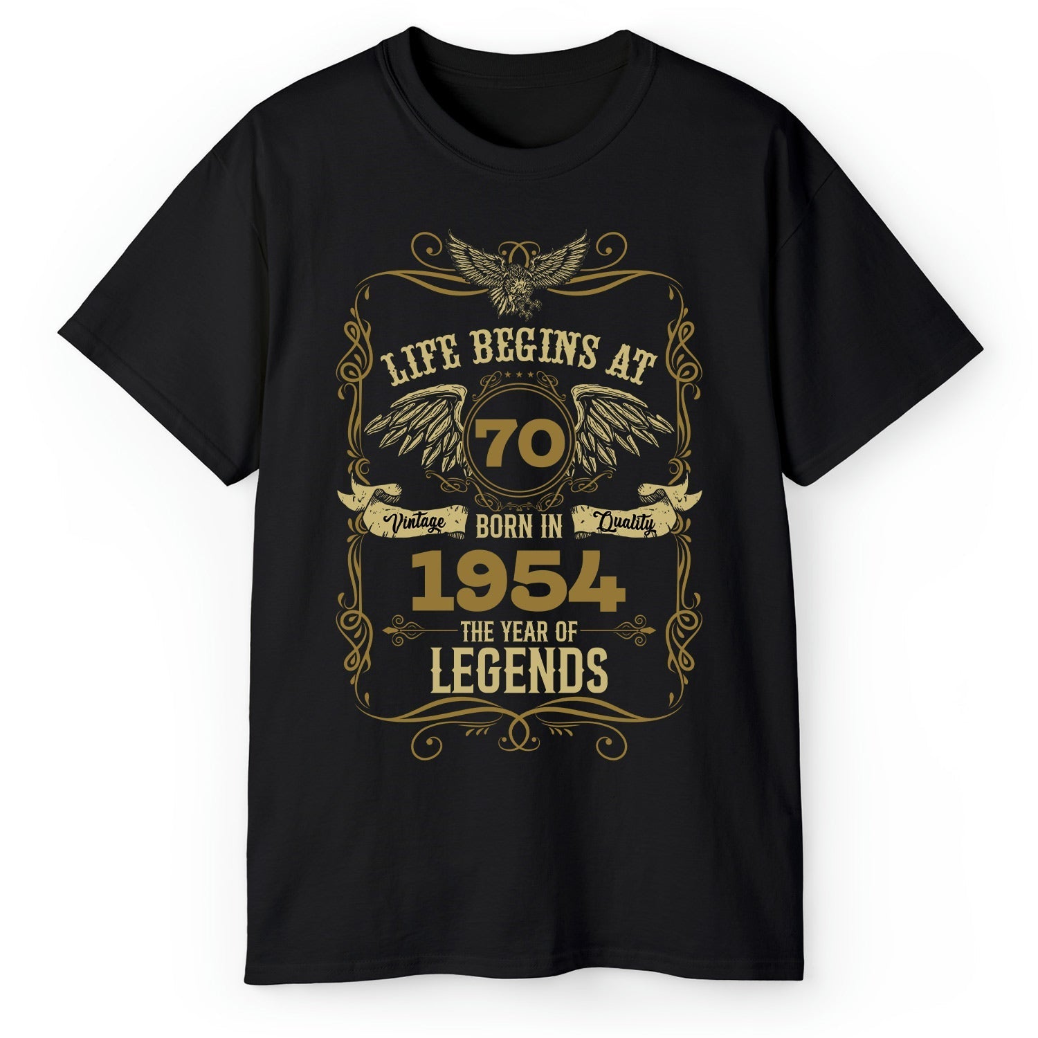 Life Begins At - Personalized 70th Birthday gift For 70 Year Old - Custom Tshirt - Elizabeth Fashions