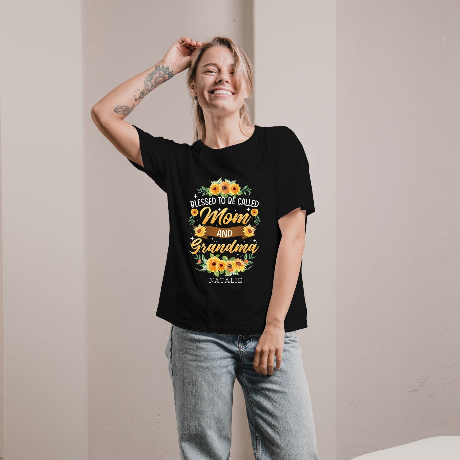 Blessed To Be Called Mom And Grandma - Personalized gift For Grandma - Custom Tshirt - Elizabeth Fashions