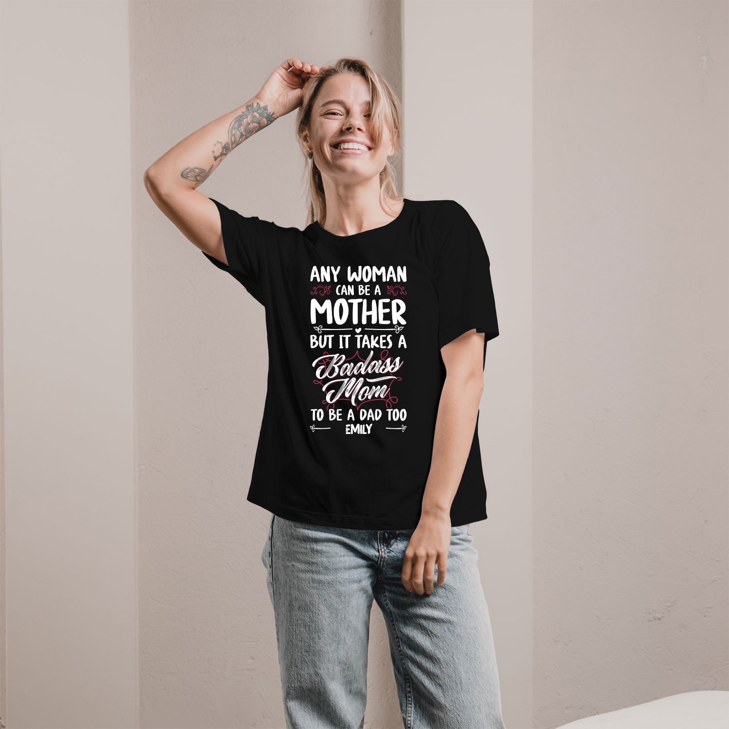 It Takes A Badass Mom To Be A Dad Too - Personalized gift For Single Mom - Custom Tshirt - Elizabeth Fashions