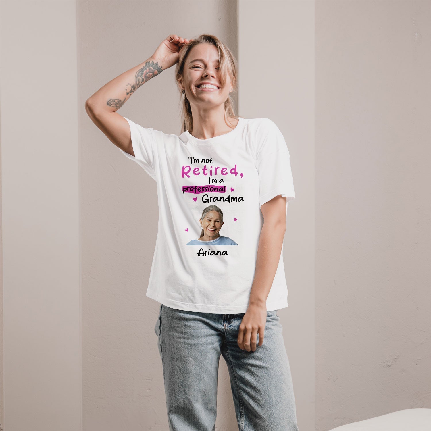 I'm Not Retired, I'm A Professional Grandma - Personalized gift For Grandma - Custom Tshirt - Elizabeth Fashions