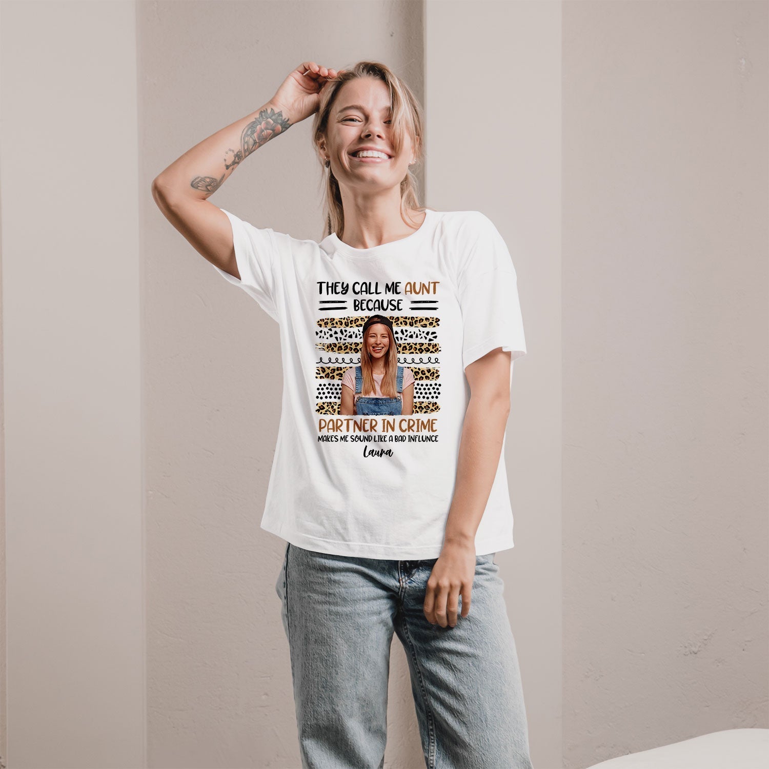 Partner In Crime - Personalized gift For Aunt - Custom Tshirt - Elizabeth Fashions