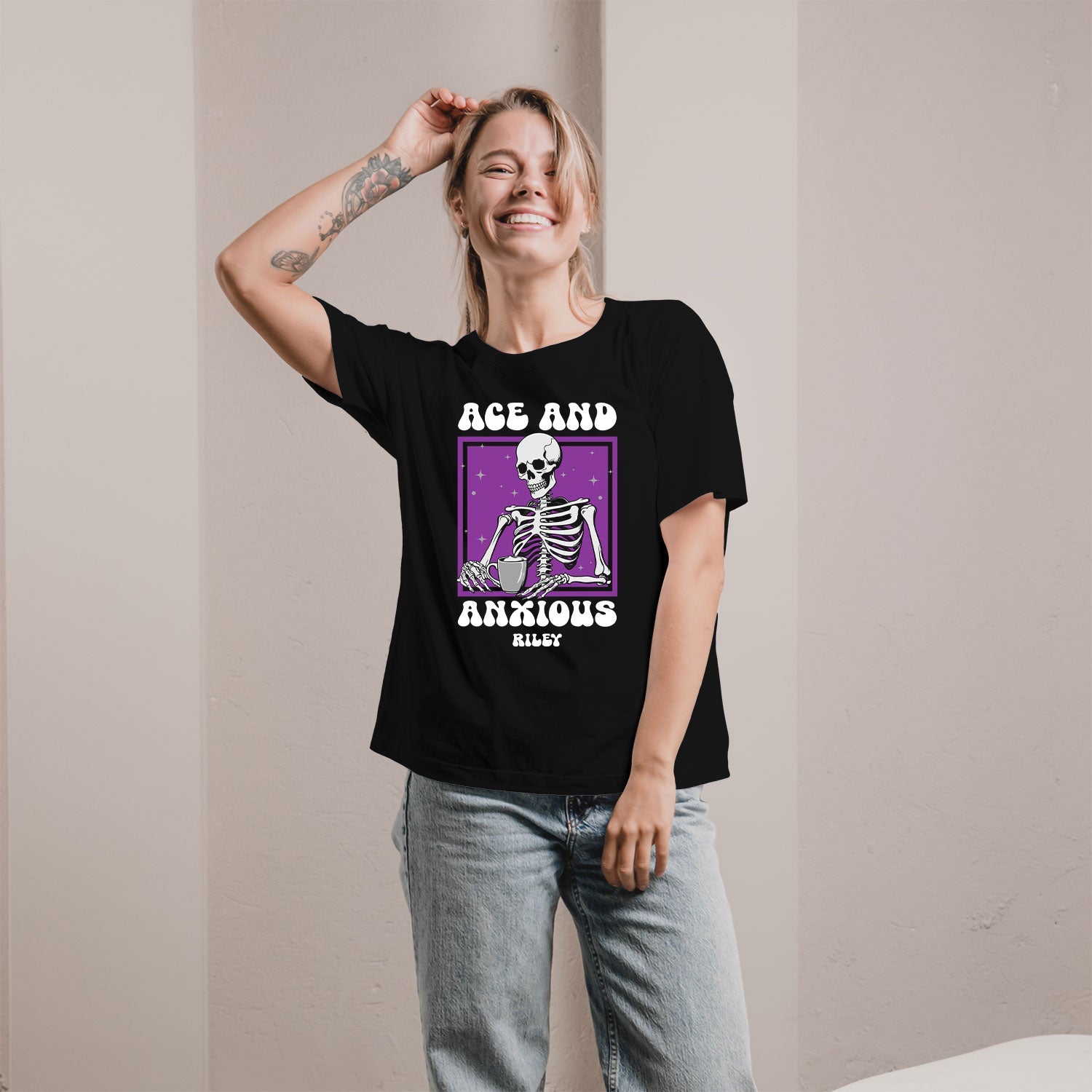 Ace And Anxious - Personalized gift For Asexual - Custom Tshirt - Elizabeth Fashions
