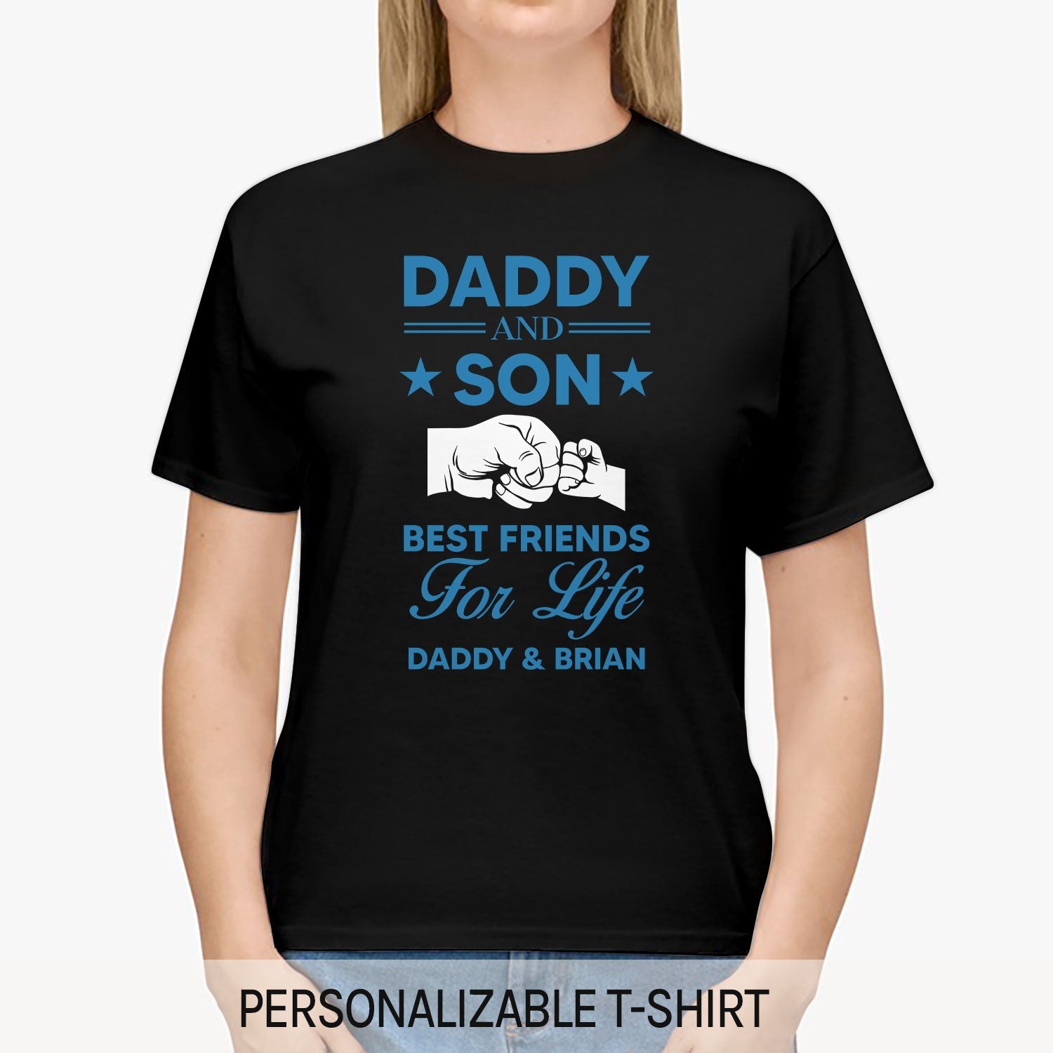 Daddy And Son Best Friends For Life - Personalized gift Father Son - Custom Tshirt - Elizabeth Fashions