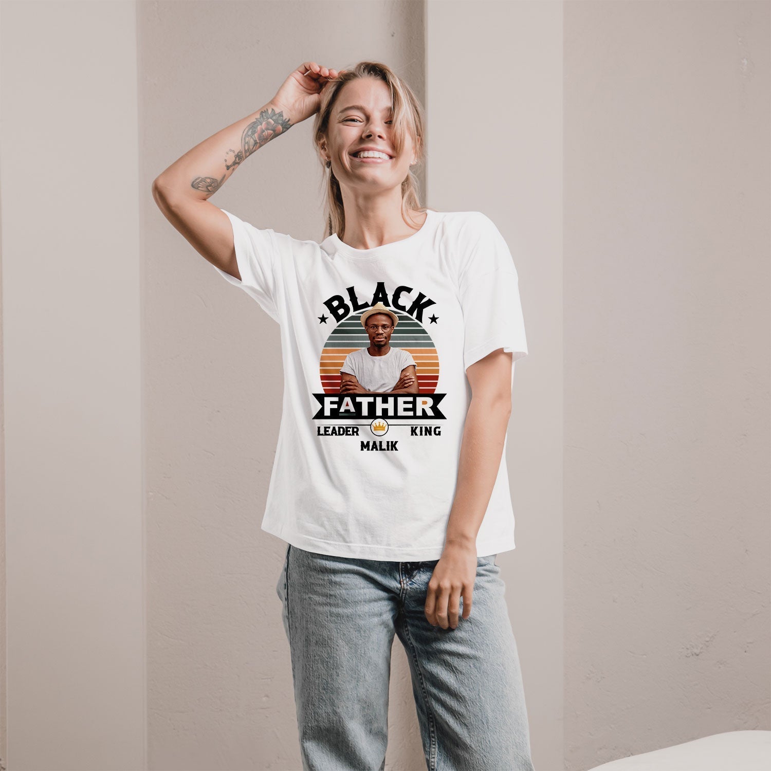 Black Father - Personalized gift For Black Dad - Custom Tshirt - Elizabeth Fashions