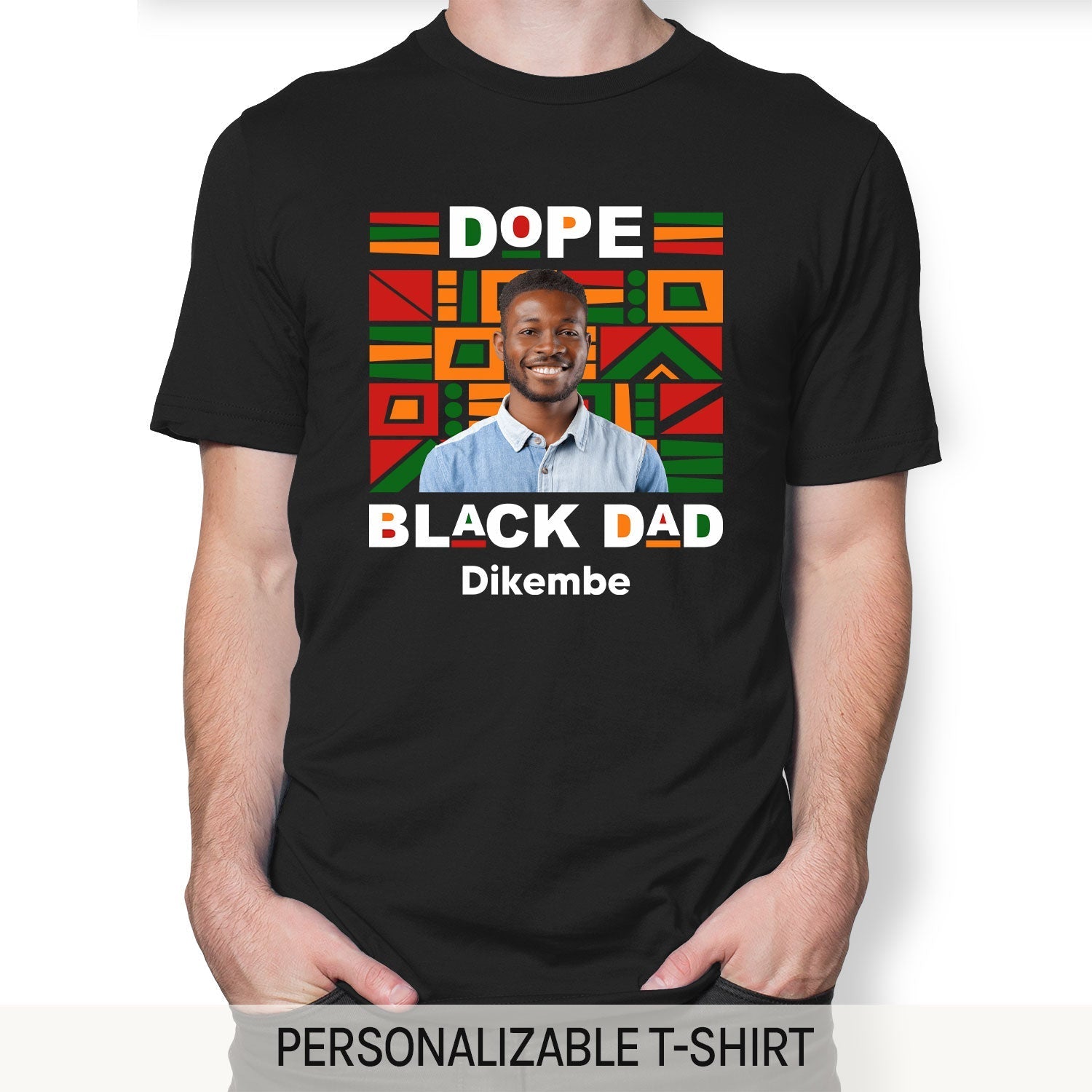 Dope Black Dad - Personalized gift For Black Dad - Custom Tshirt - Elizabeth Fashions