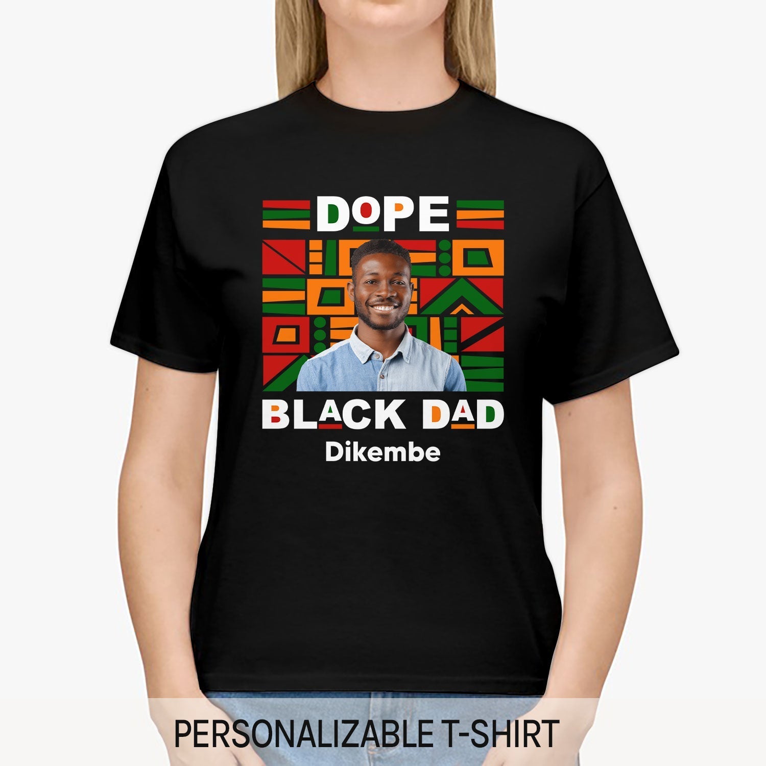 Dope Black Dad - Personalized gift For Black Dad - Custom Tshirt - Elizabeth Fashions