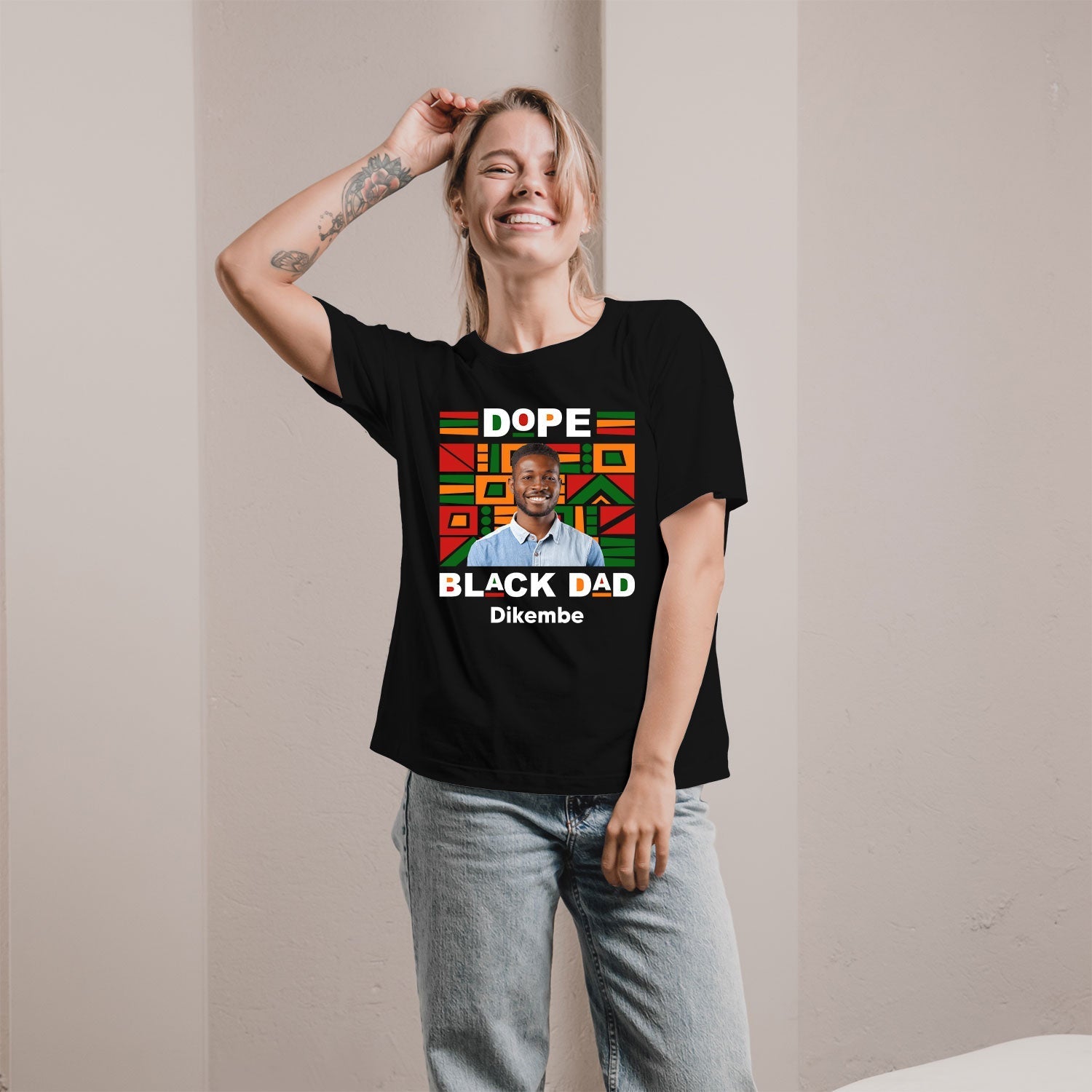 Dope Black Dad - Personalized gift For Black Dad - Custom Tshirt - Elizabeth Fashions