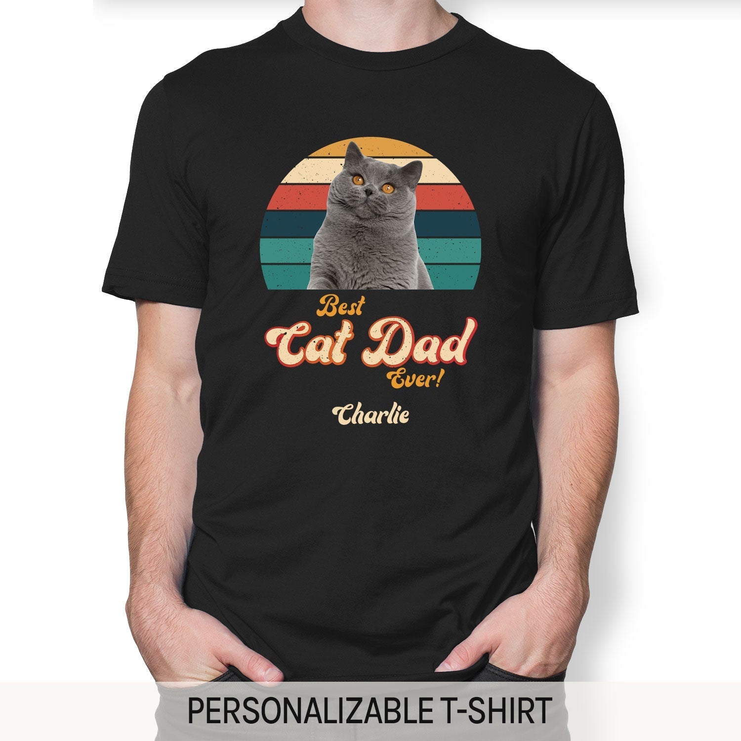 Best Cat Dad Ever - Personalized gift For Cat Dad - Custom Tshirt - Elizabeth Fashions