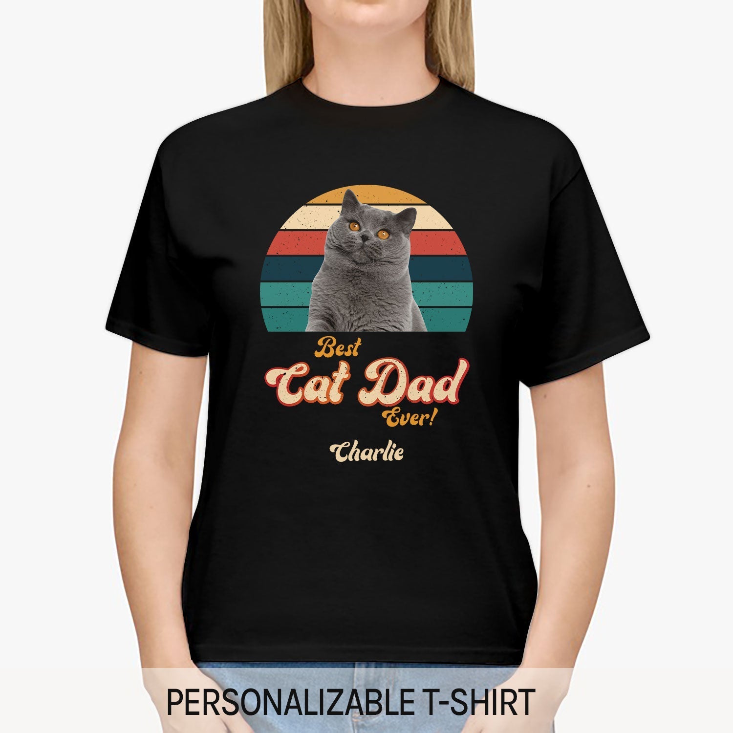 Best Cat Dad Ever - Personalized gift For Cat Dad - Custom Tshirt - Elizabeth Fashions