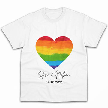 LGBTQ Heart - Personalized Anniversary, Valentine's Day gift for LGBT couple - Custom Tshirt - Elizabeth Fashions