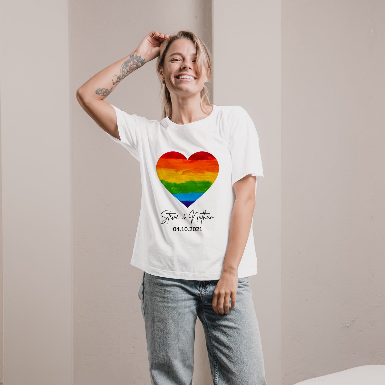 LGBTQ Heart - Personalized Anniversary, Valentine's Day gift for LGBT couple - Custom Tshirt - Elizabeth Fashions